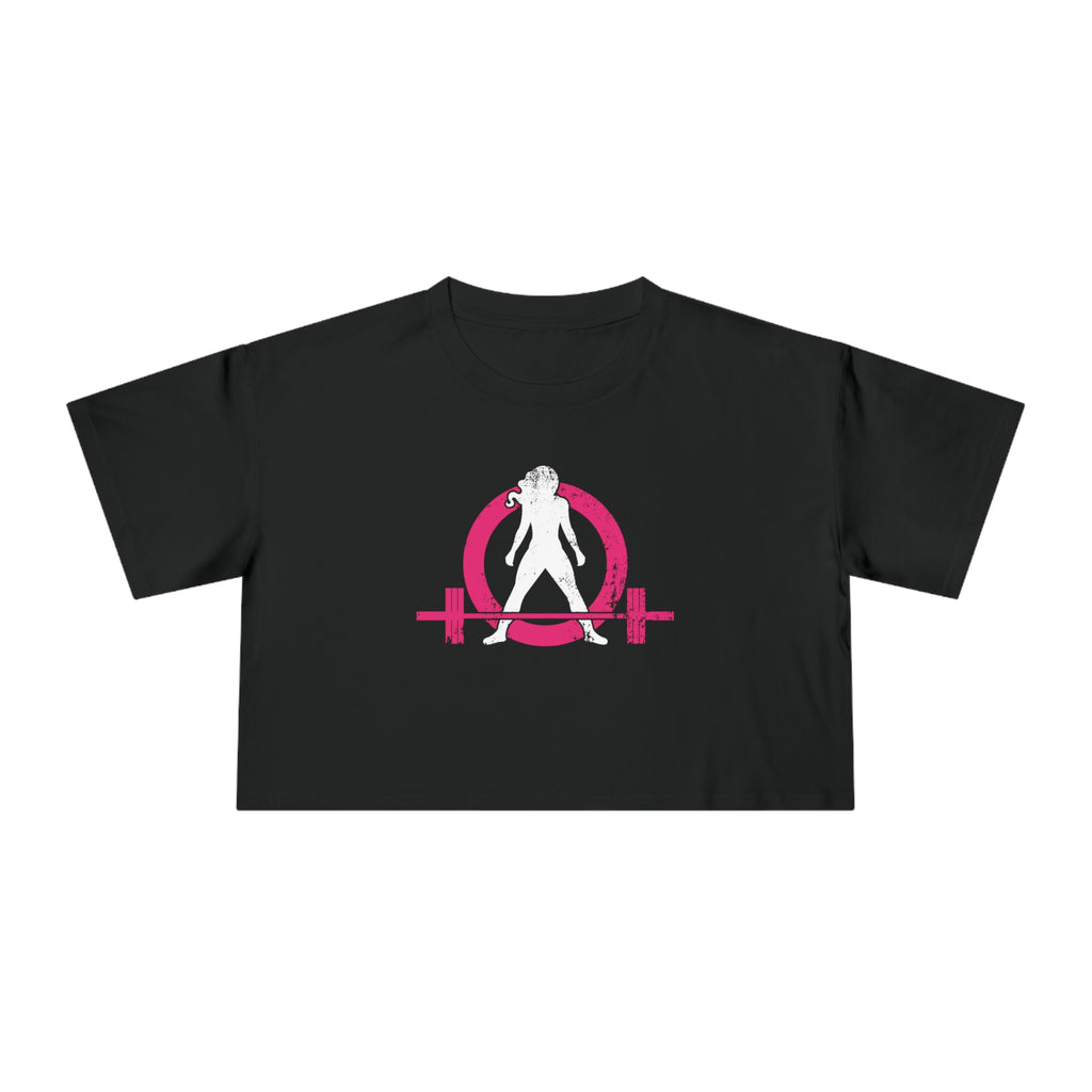 Distressed Collection - Women's Crop Tee - Black - Front Color Logo