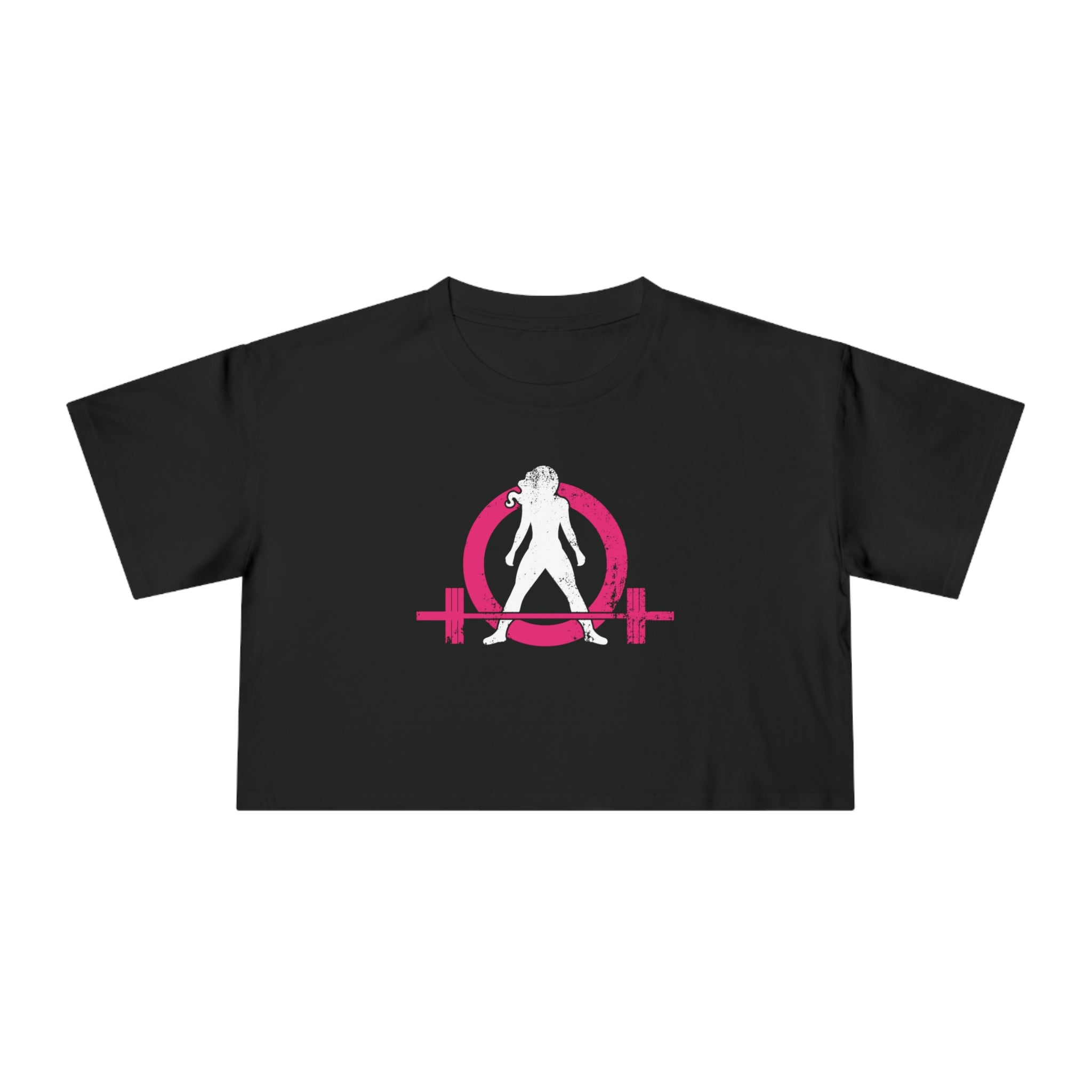 Distressed Collection - Women's Crop Tee - Black - Front Color Logo