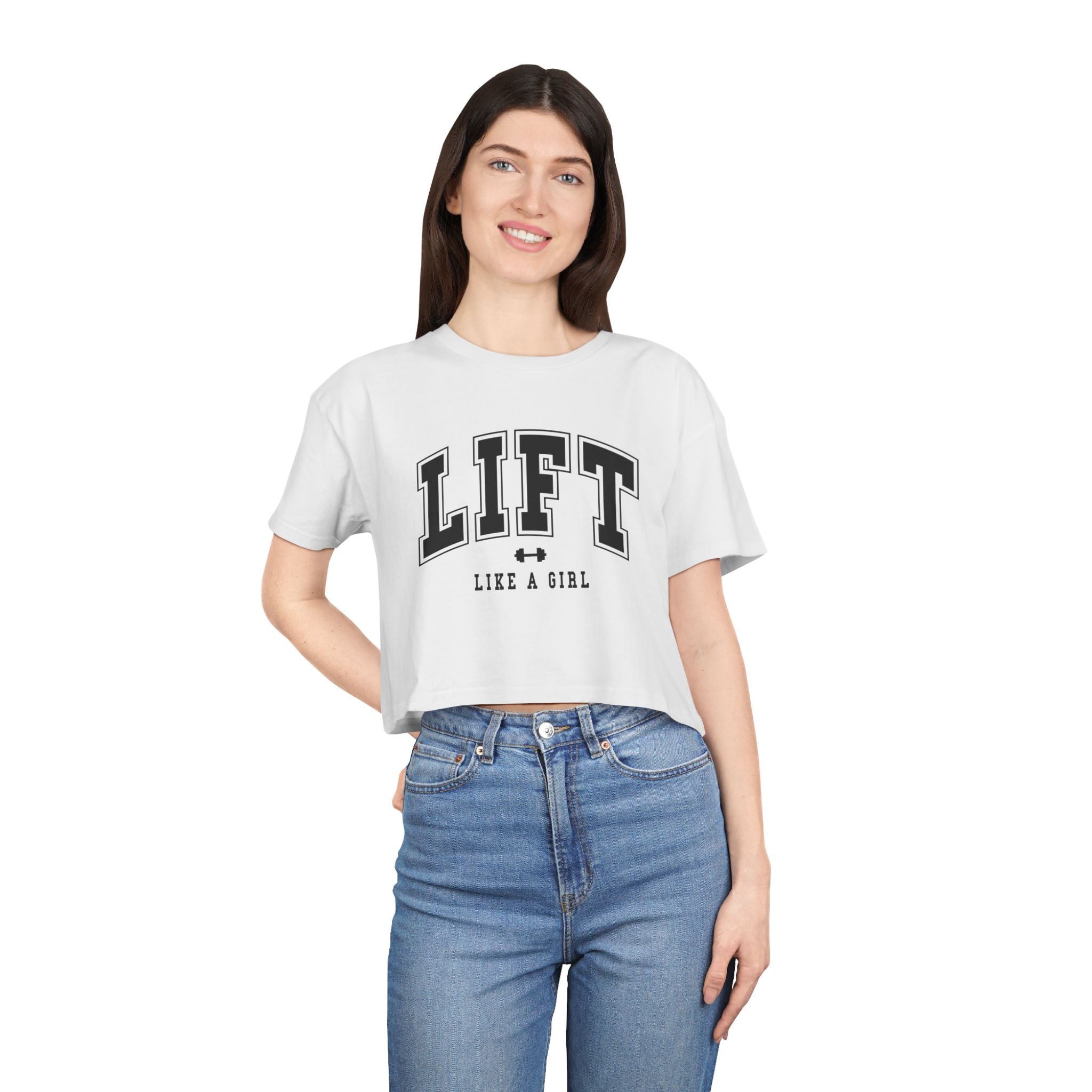 Lift Like A Girl - Women's Crop Tee - Black Logo