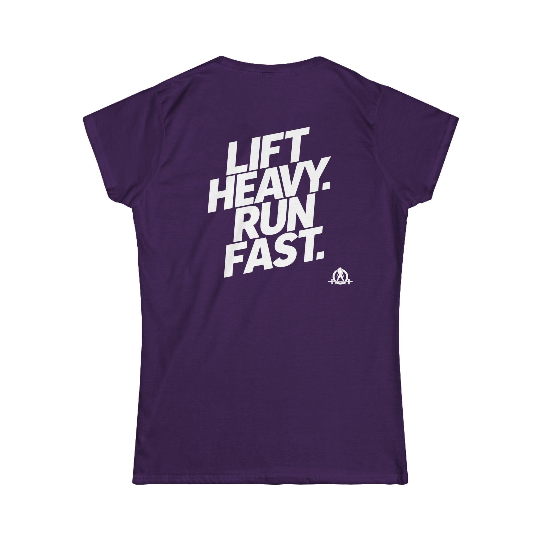 Lift Heavy Run Fast - Women's Softstyle Tee - White Front & Back Logo