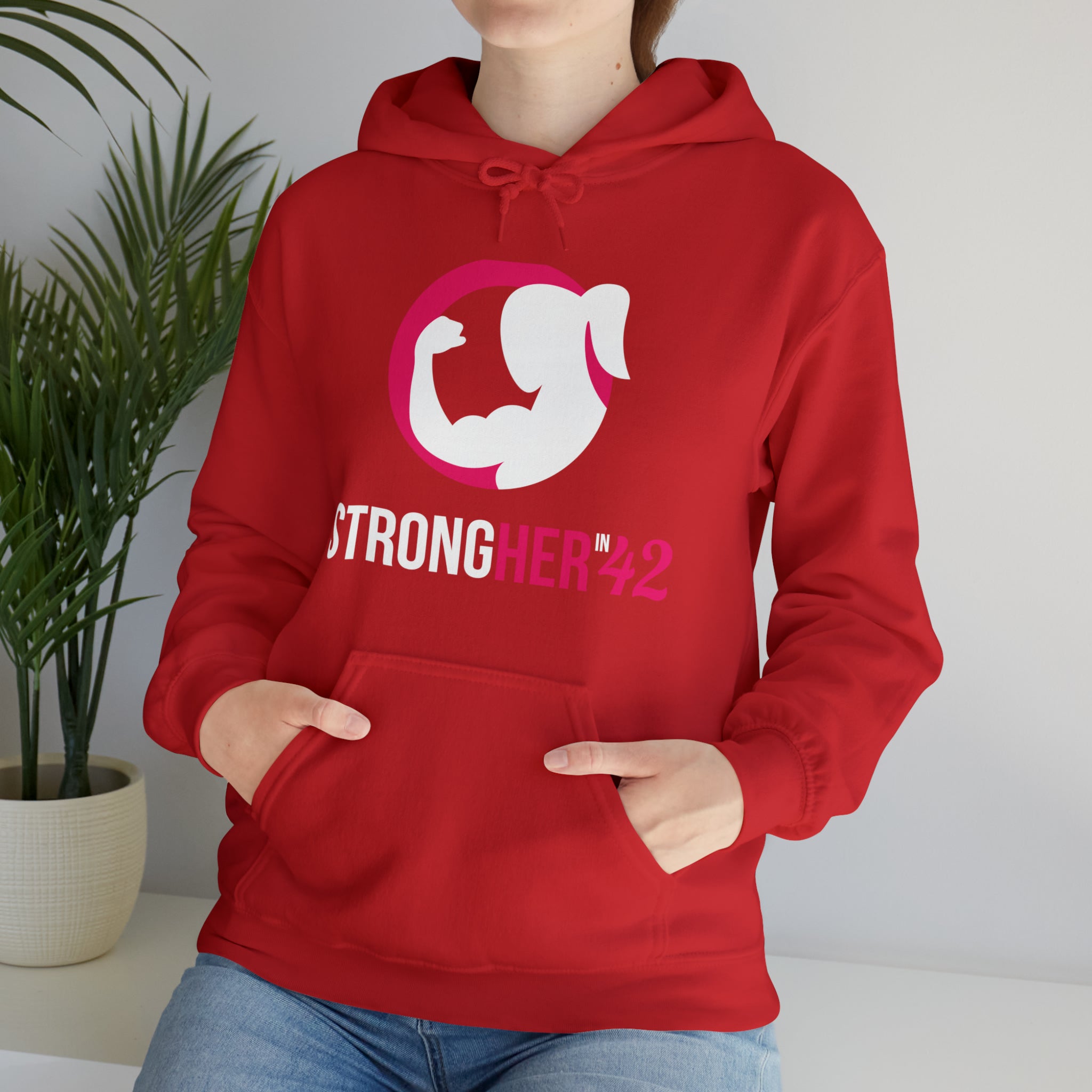 Strong Her in 42 - Classic Color Logo - Unisex Heavy Blend Hooded Sweatshirt