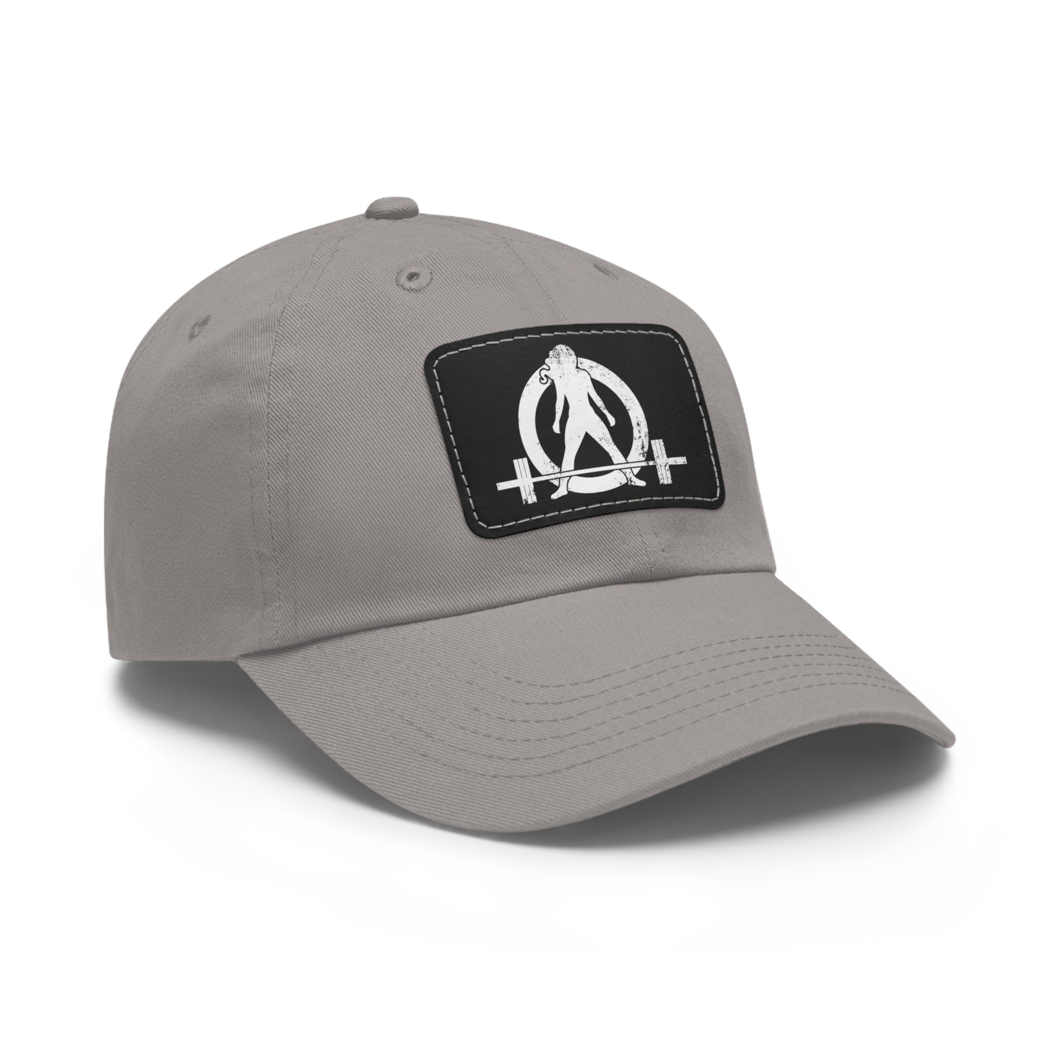 Distressed - Dad Hat with Leather Patch (Rectangle) - White Font