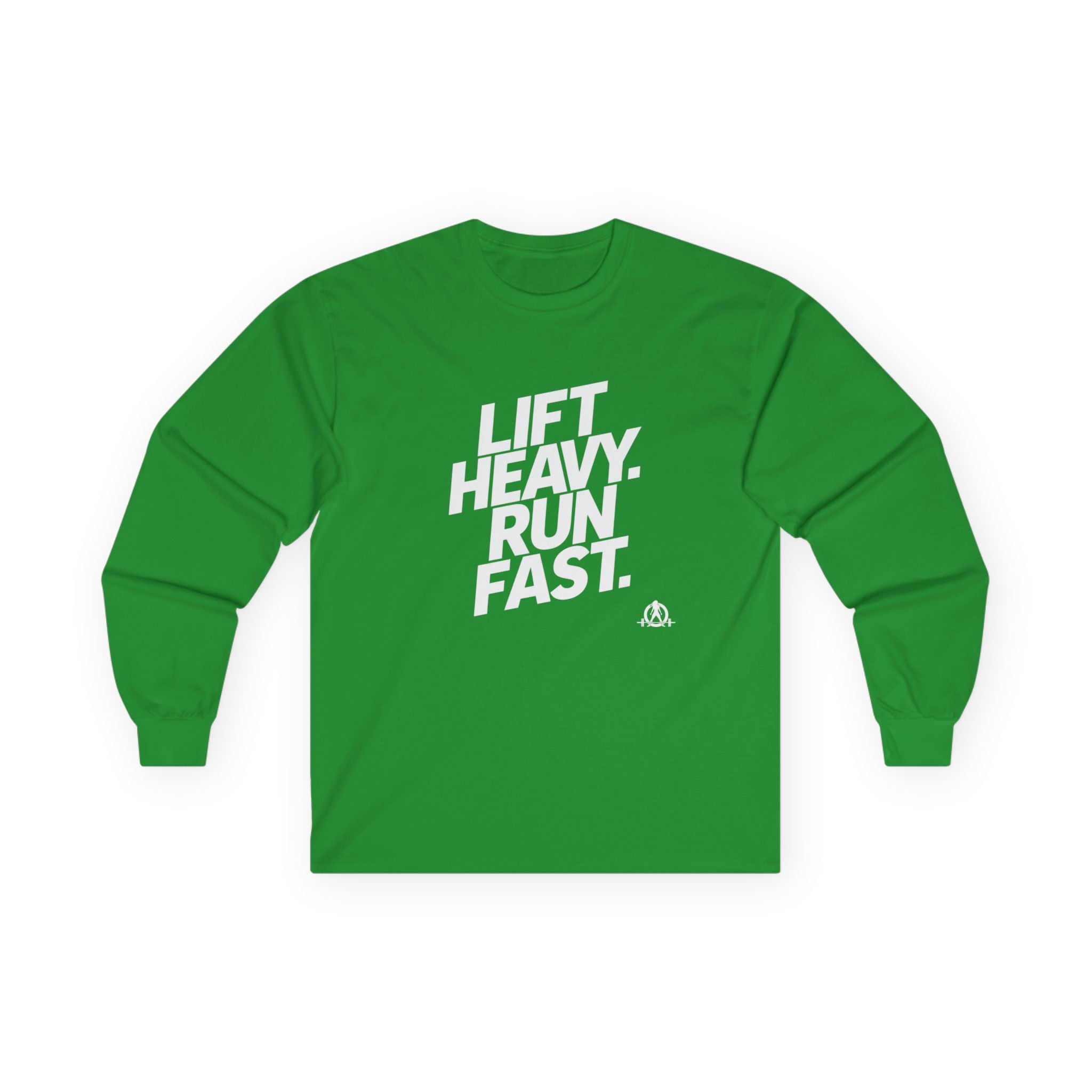 Lift Heavy Run Fast - Ultra Cotton Long Sleeve Tee - White Logo Front