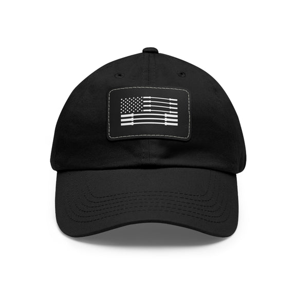 Star Barbell - Dad Hat with Leather Patch (Rectangle) - White Logo