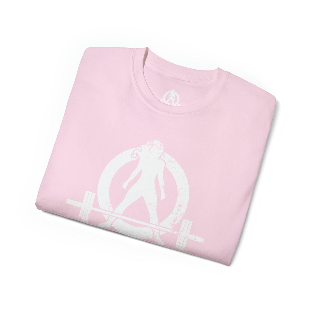 Strong Not Skinny - Unisex Ultra Cotton Tee - White Distressed Logo