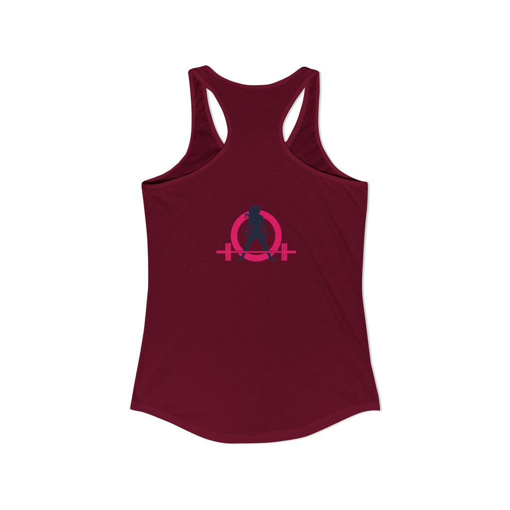 Strong Not Skinny - Color Distressed Logo - Women's Ideal Racerback Tank - Front & Back Print