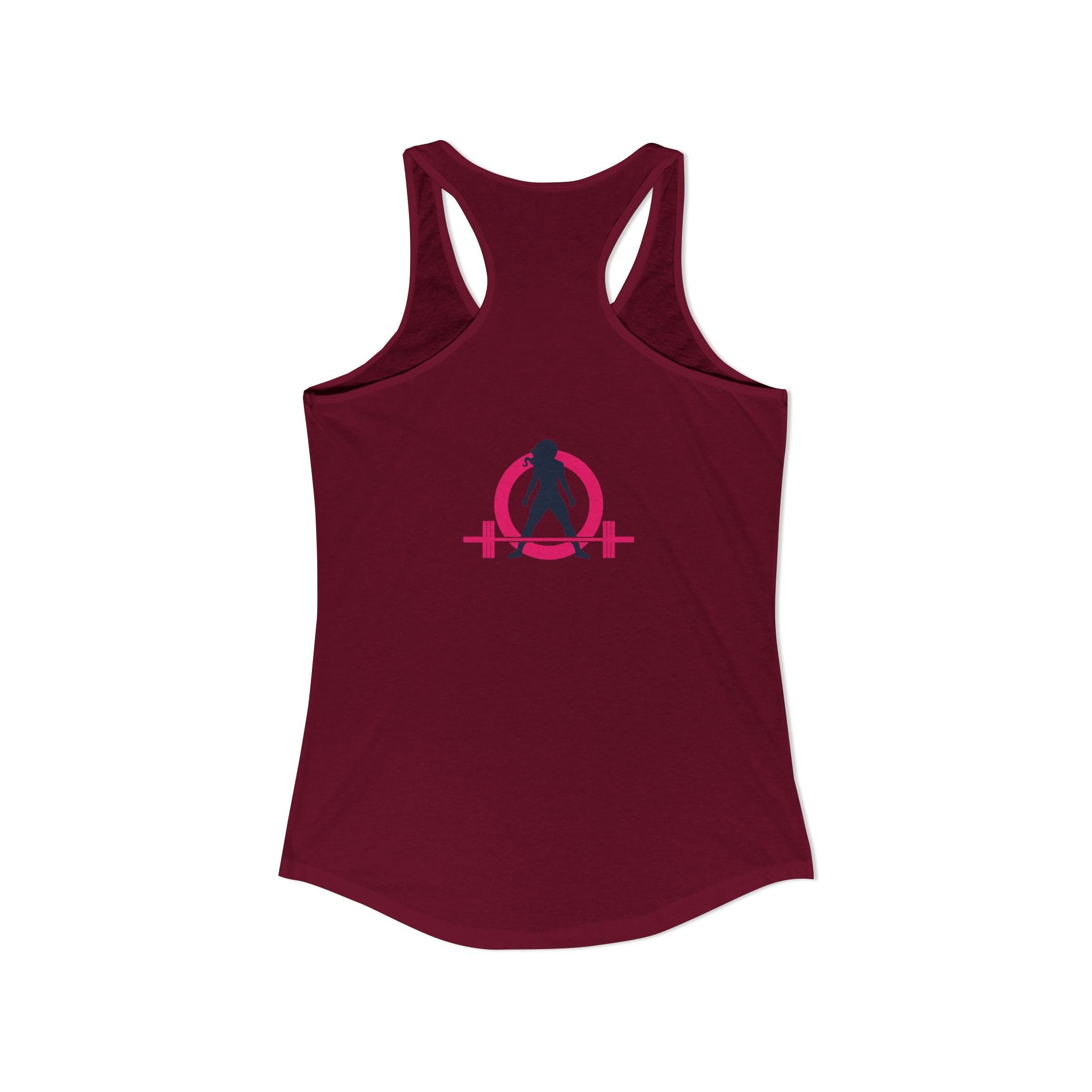 Strong Not Skinny - Color Distressed Logo - Women's Ideal Racerback Tank - Front & Back Print