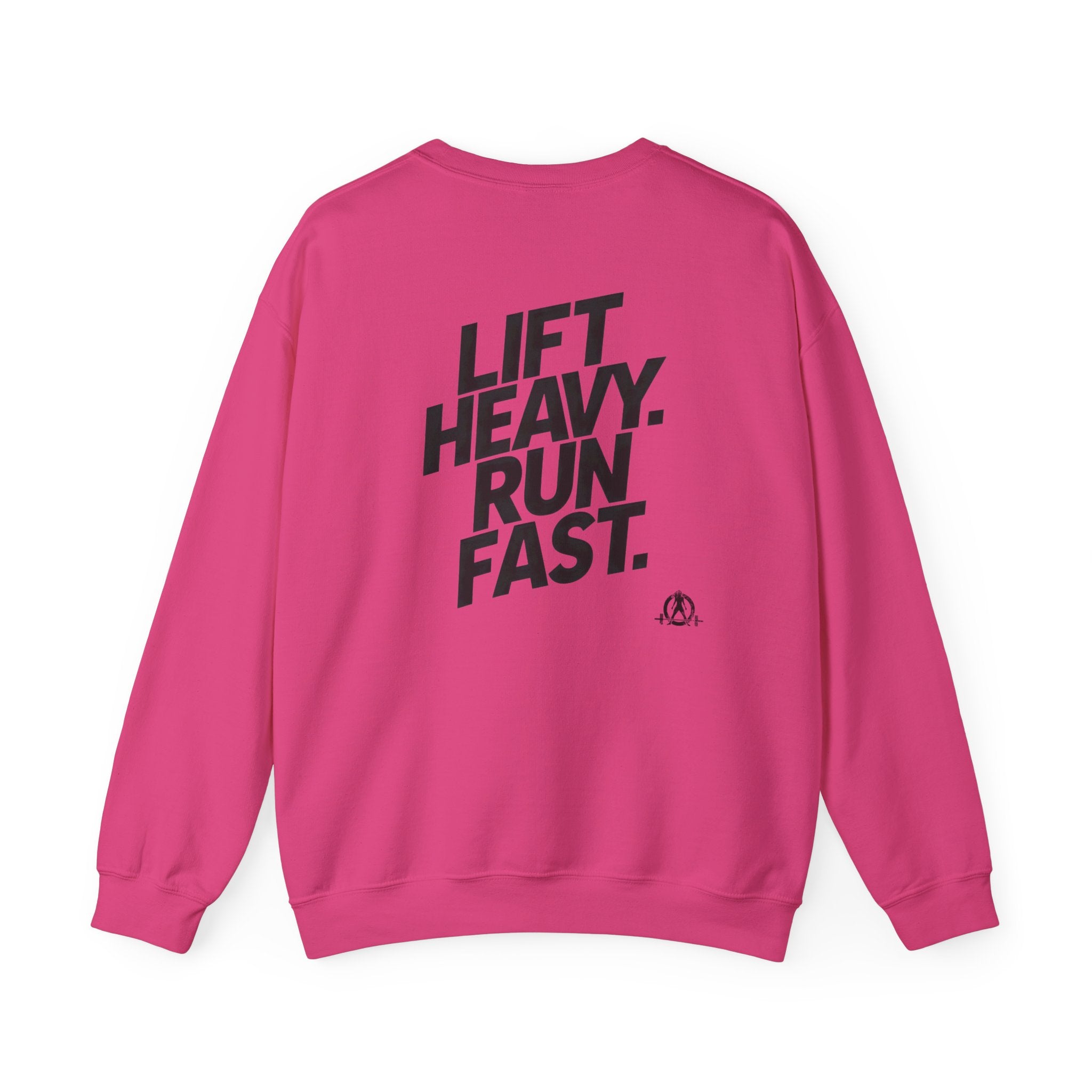 Lift Heavy Run Fast - Unisex Heavy Blend™ Crewneck Sweatshirt - Black Logo Front & Back