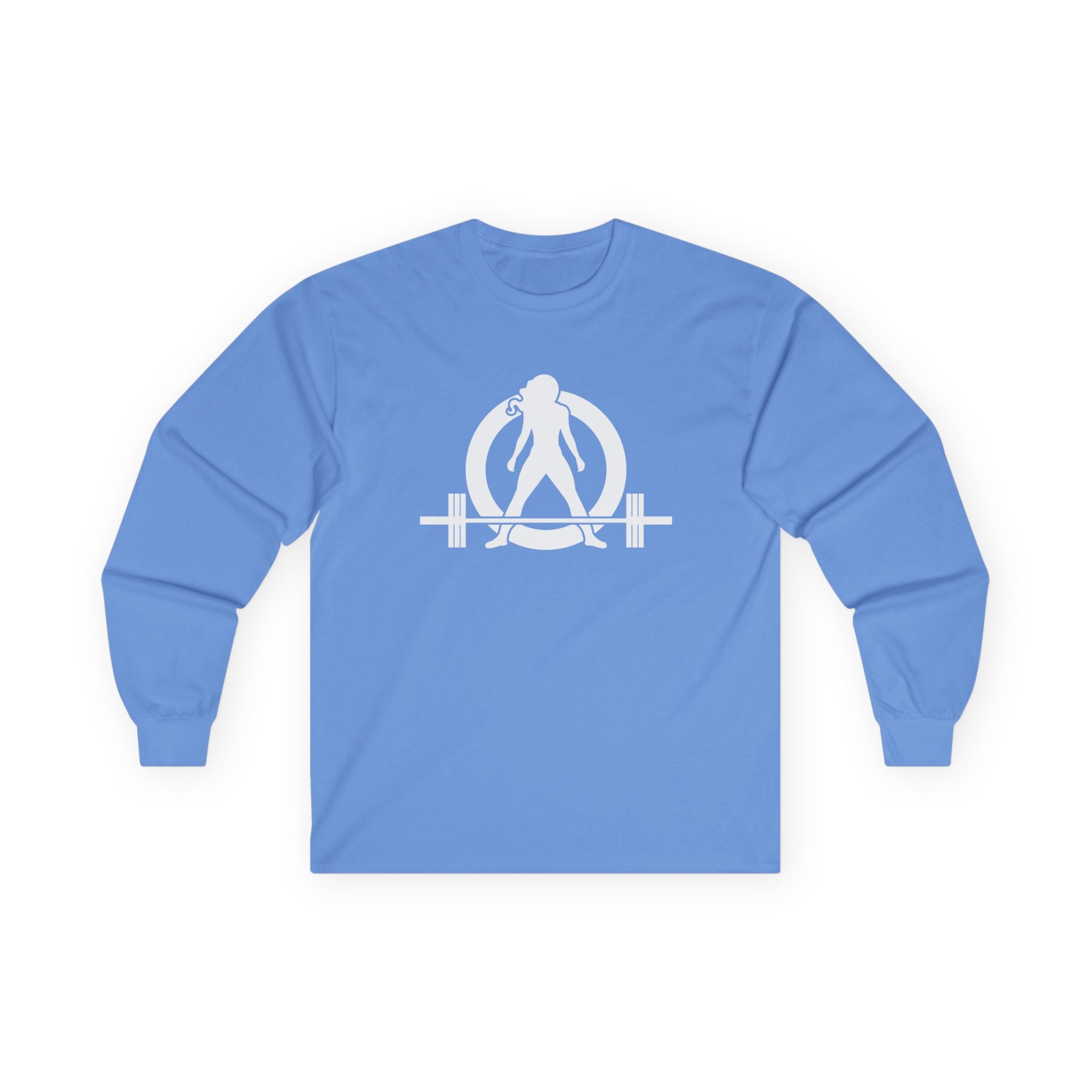 Lift Heavy Run Fast - Ultra Cotton Long Sleeve Tee - White Logo Front & Back