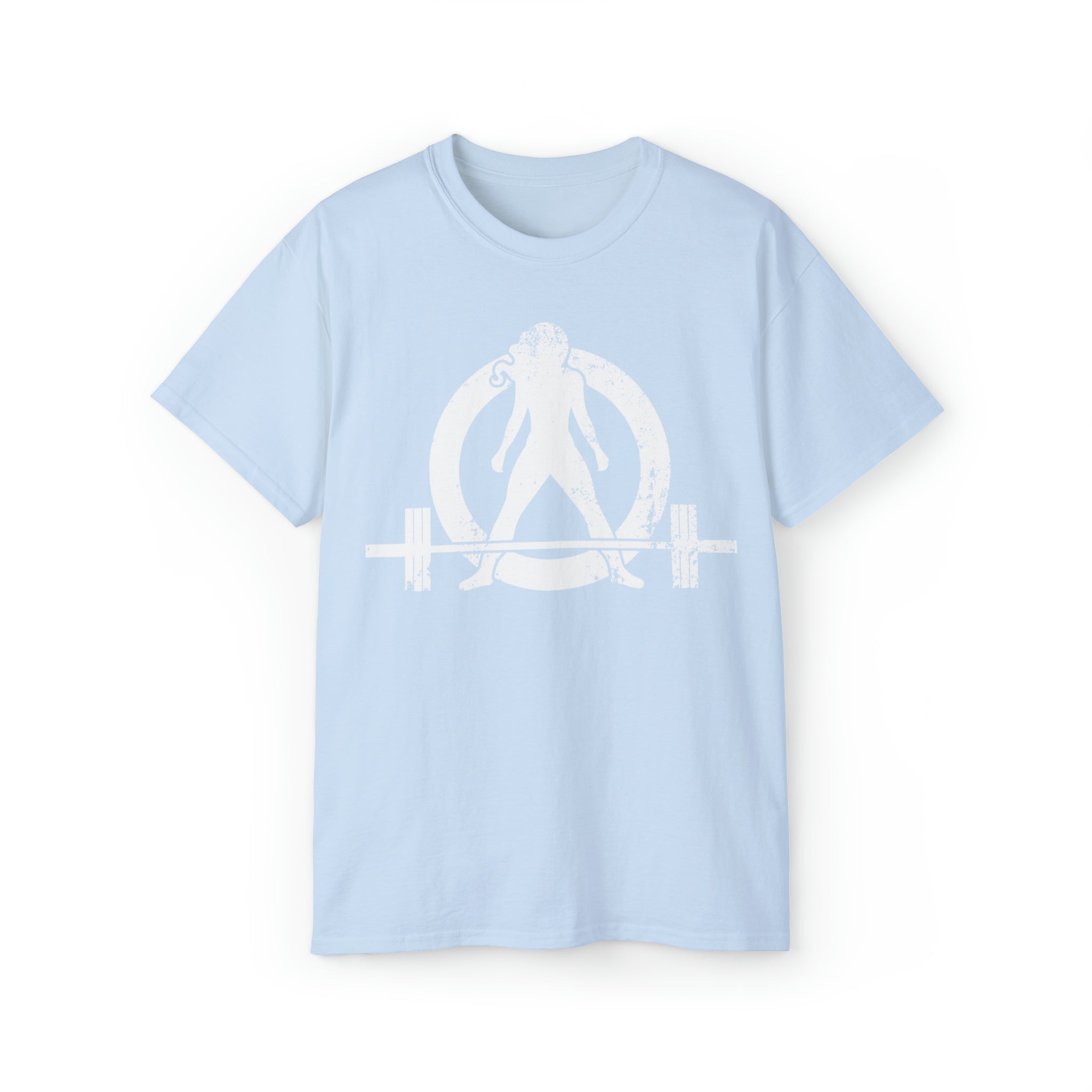Unisex Ultra Cotton Tee - Distressed White Logo - Plain Back