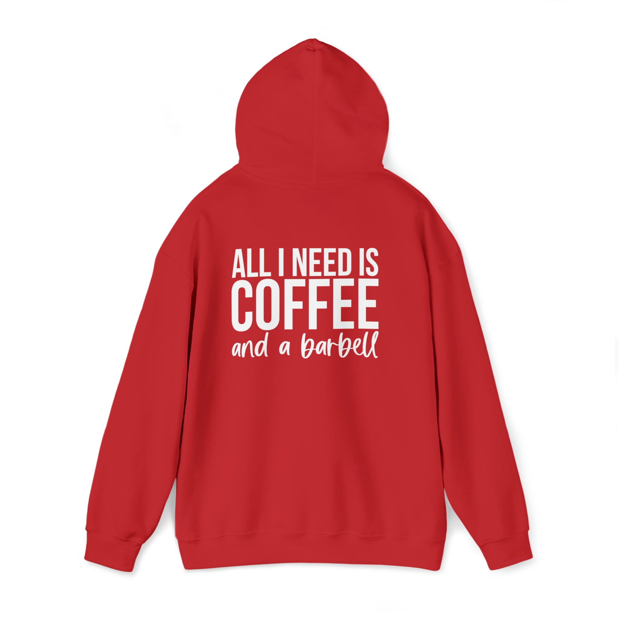 COFFEE and a Barbell - Unisex Heavy Blend Hooded Sweatshirt - Dark Logo