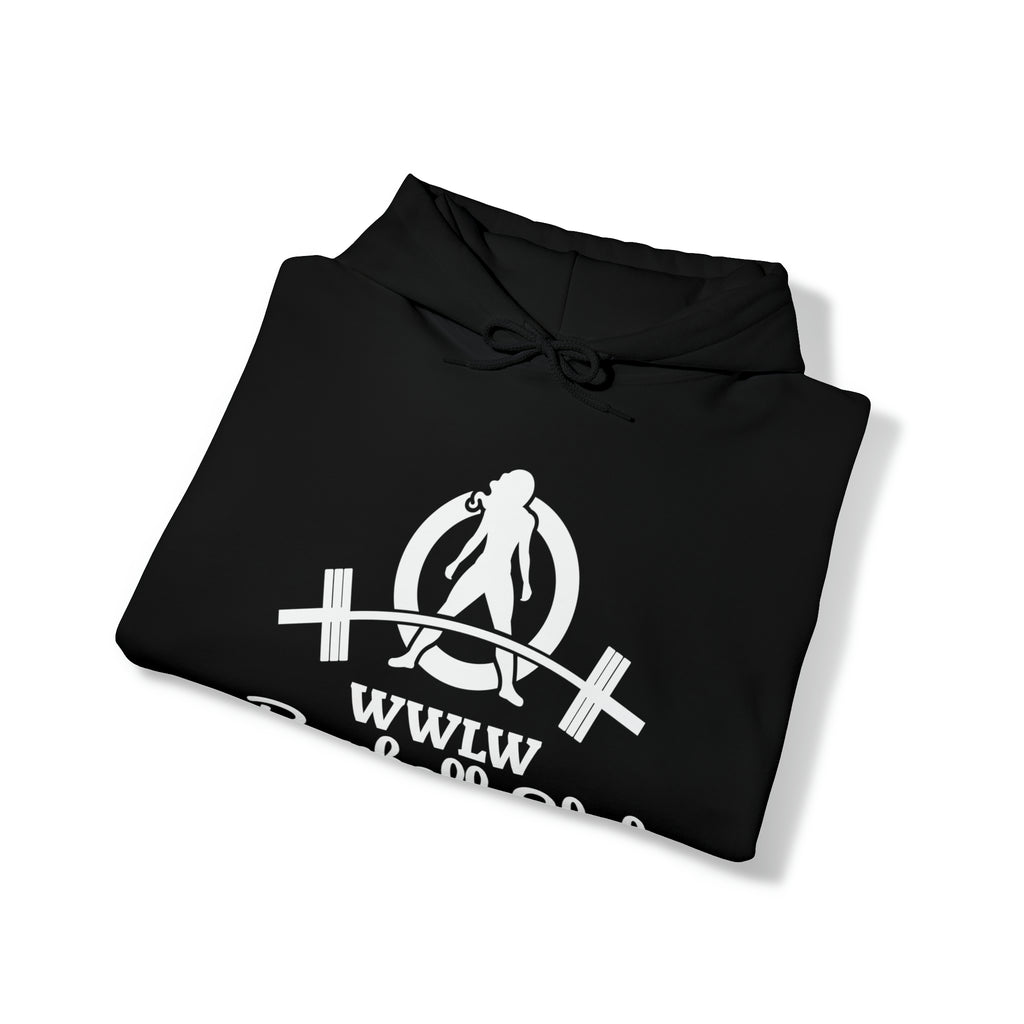 Barbell Club Classic Logo White - Unisex Heavy Blend Hooded Sweatshirt (BEST SELLER)