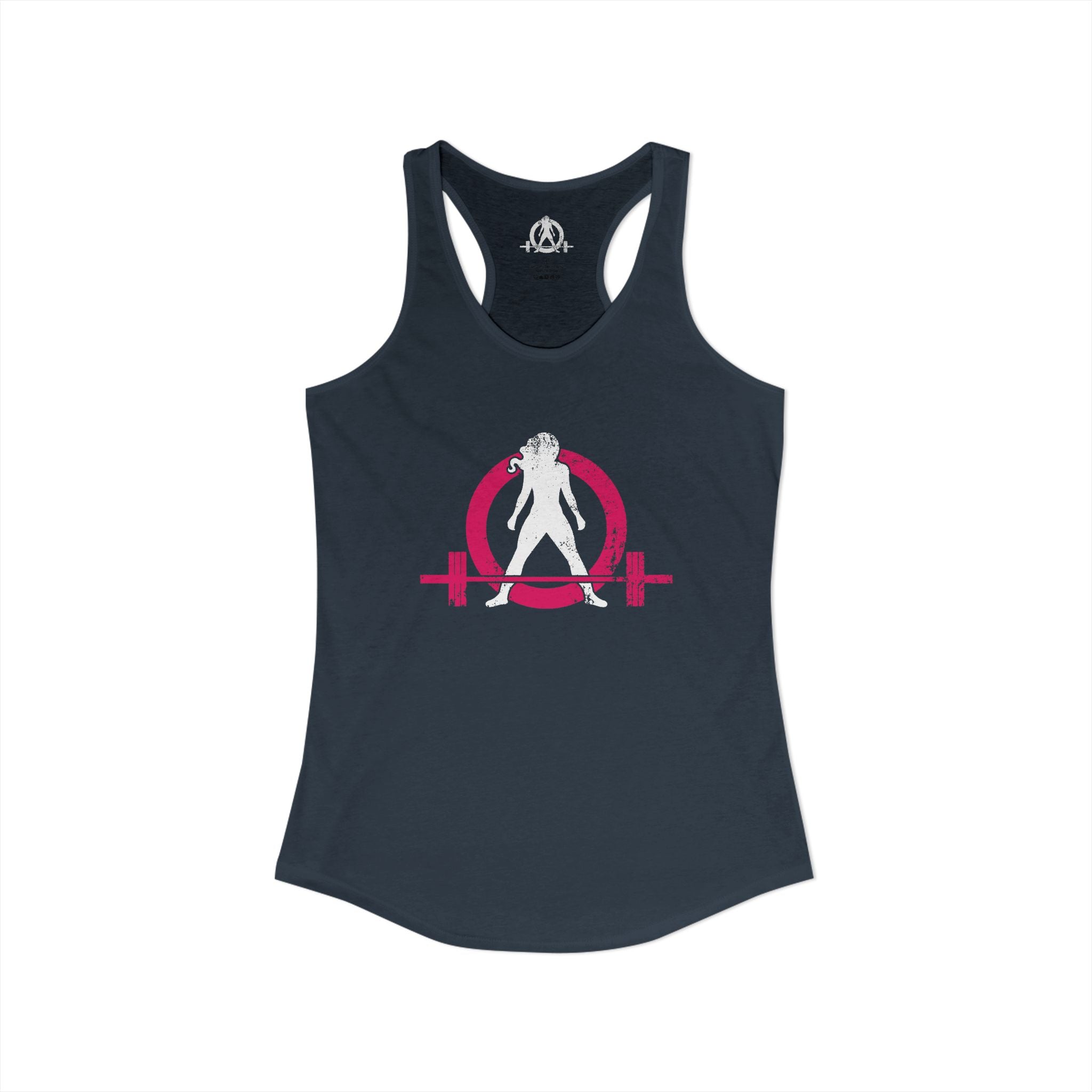 Women's Ideal Racerback Tank - Distressed  Color Distressed Logo Front & Plain Back