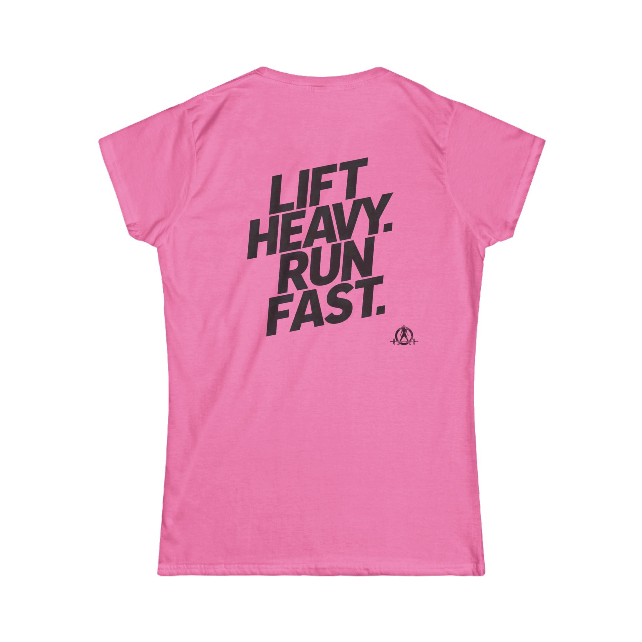 Lift Heavy Run Fast - Women's Softstyle Tee - Black Front & Back Logo