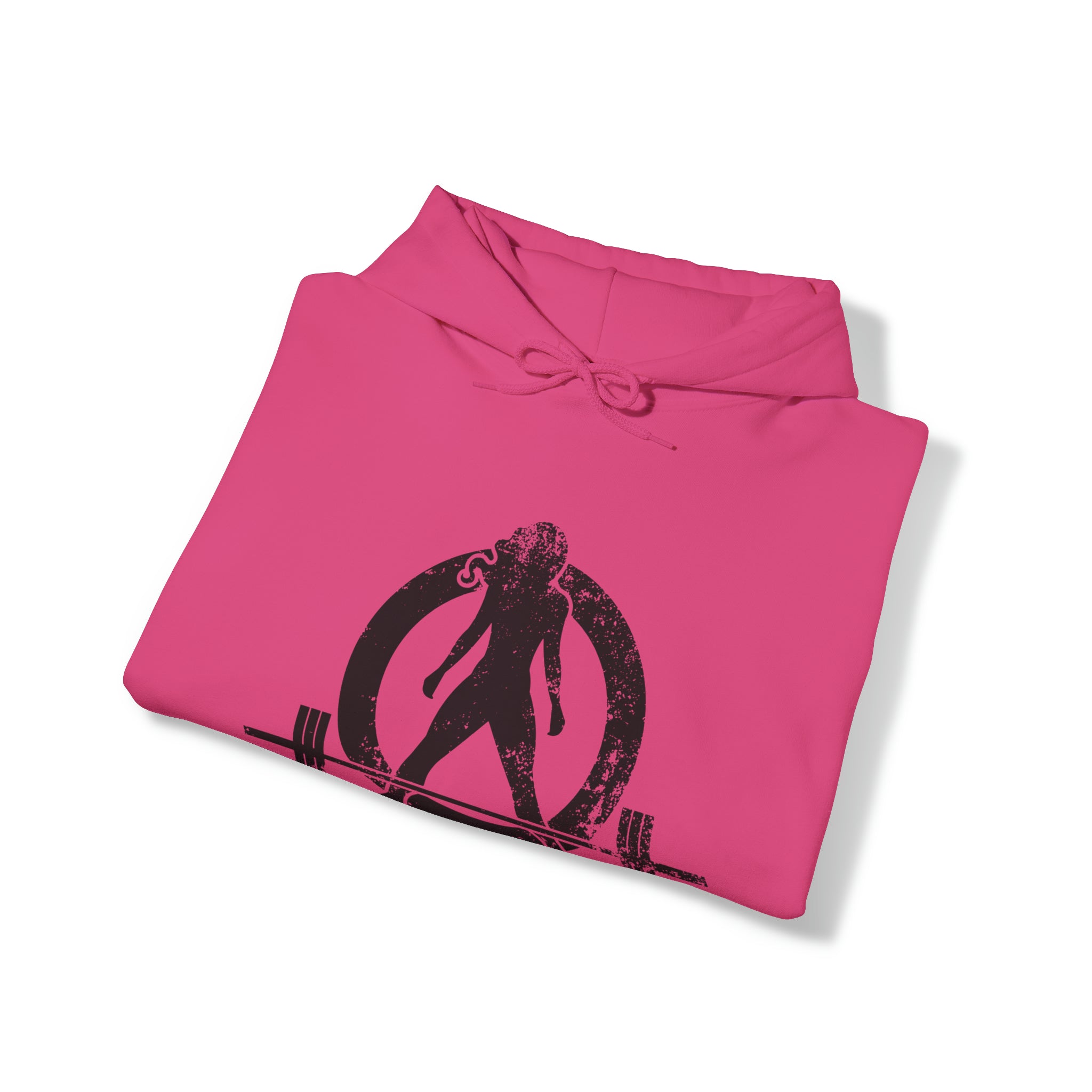 Squat Bench Deadlift Repeat - Unisex Heavy Blend Hooded Sweatshirt - Dark Black Logo - Pink - SBDR on BACK