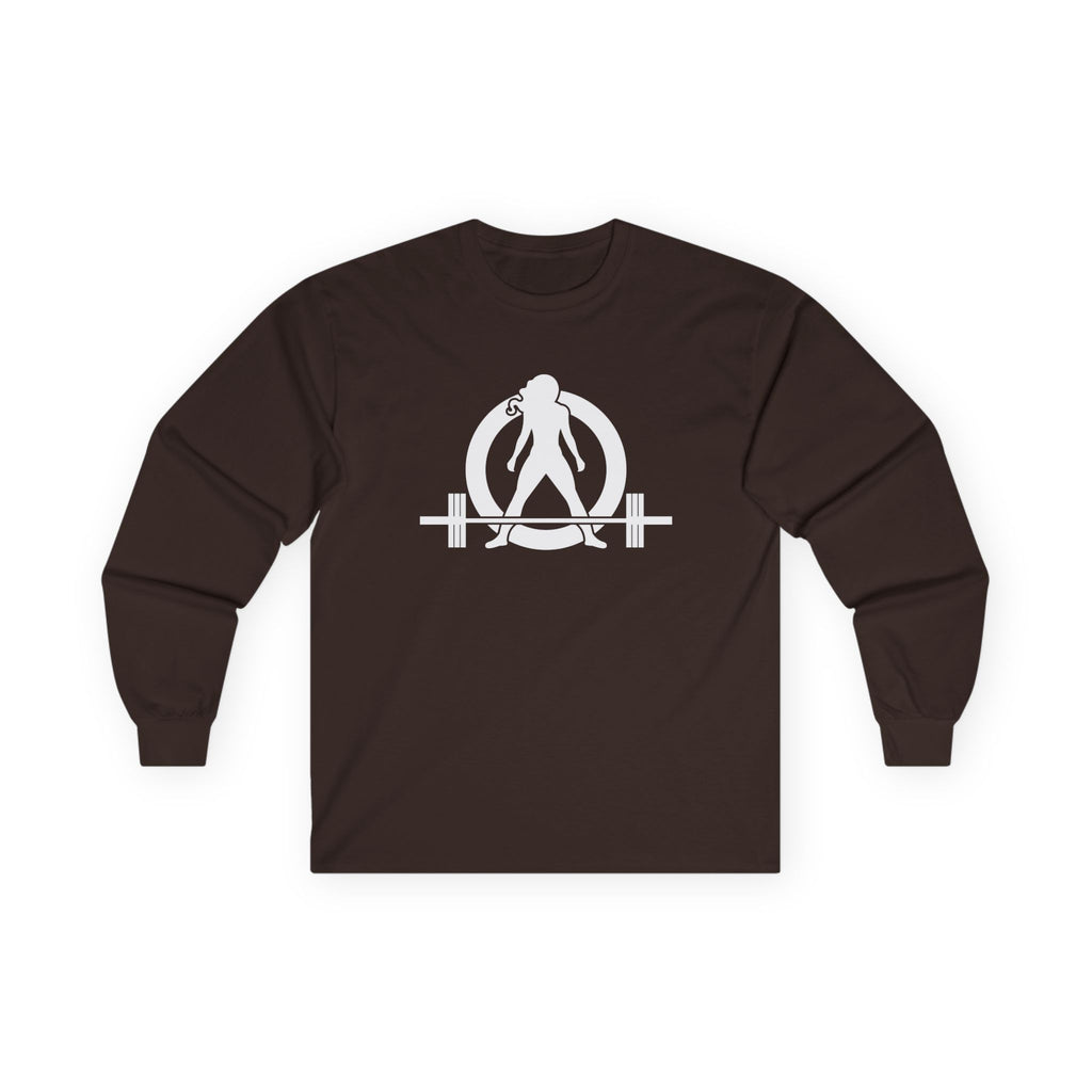 Lift Heavy Run Fast - Ultra Cotton Long Sleeve Tee - White Logo Front & Back