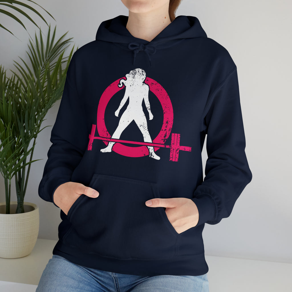COFFEE and a Barbell - Unisex Heavy Blend Hooded Sweatshirt - Dark Logo