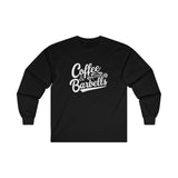 Coffee & Barbells - Unisex Ultra Cotton Long Sleeve Tee - White Front Logo Plain Back