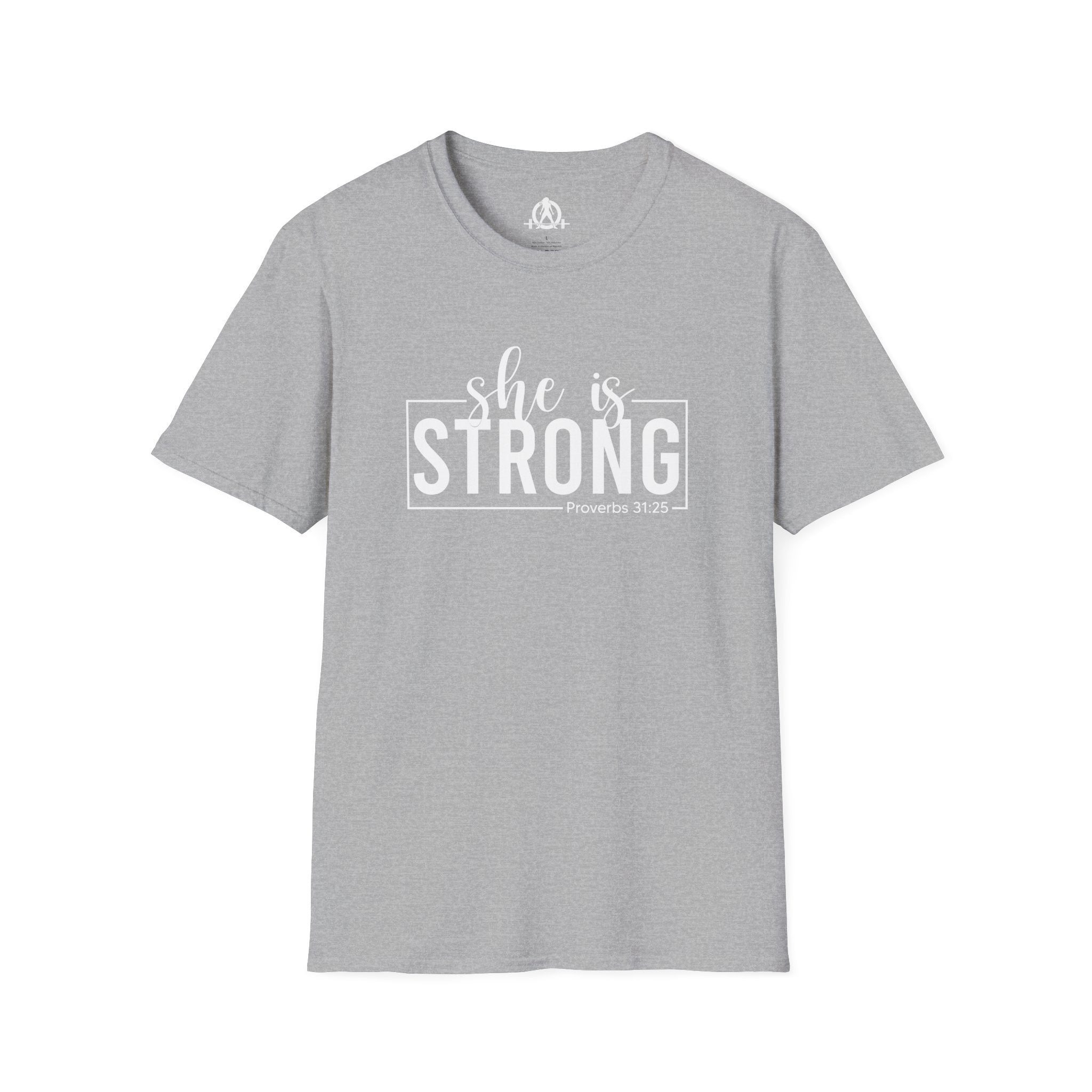 She Is STRONG - Unisex Softstyle T-Shirt - Front White Print