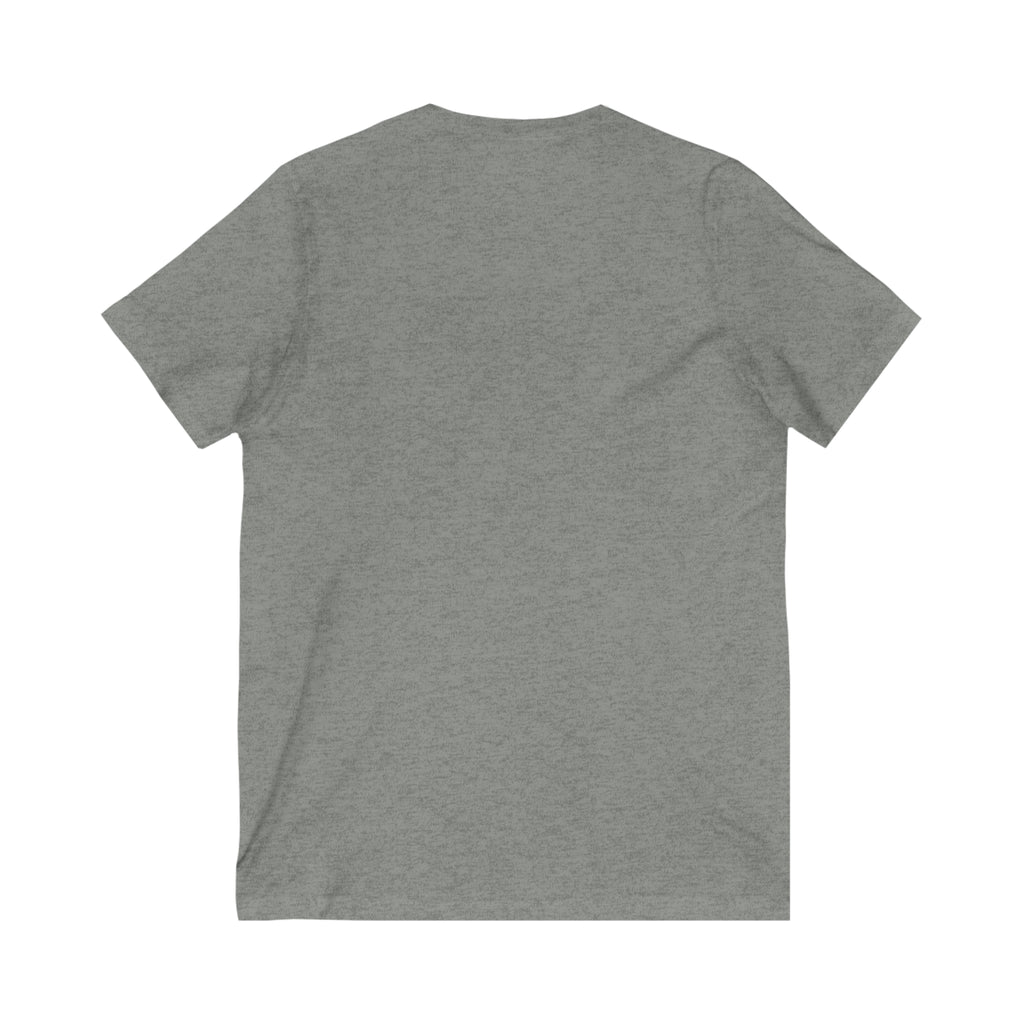 Unisex Jersey Short Sleeve V-Neck Tee -  Distressed Black Logo