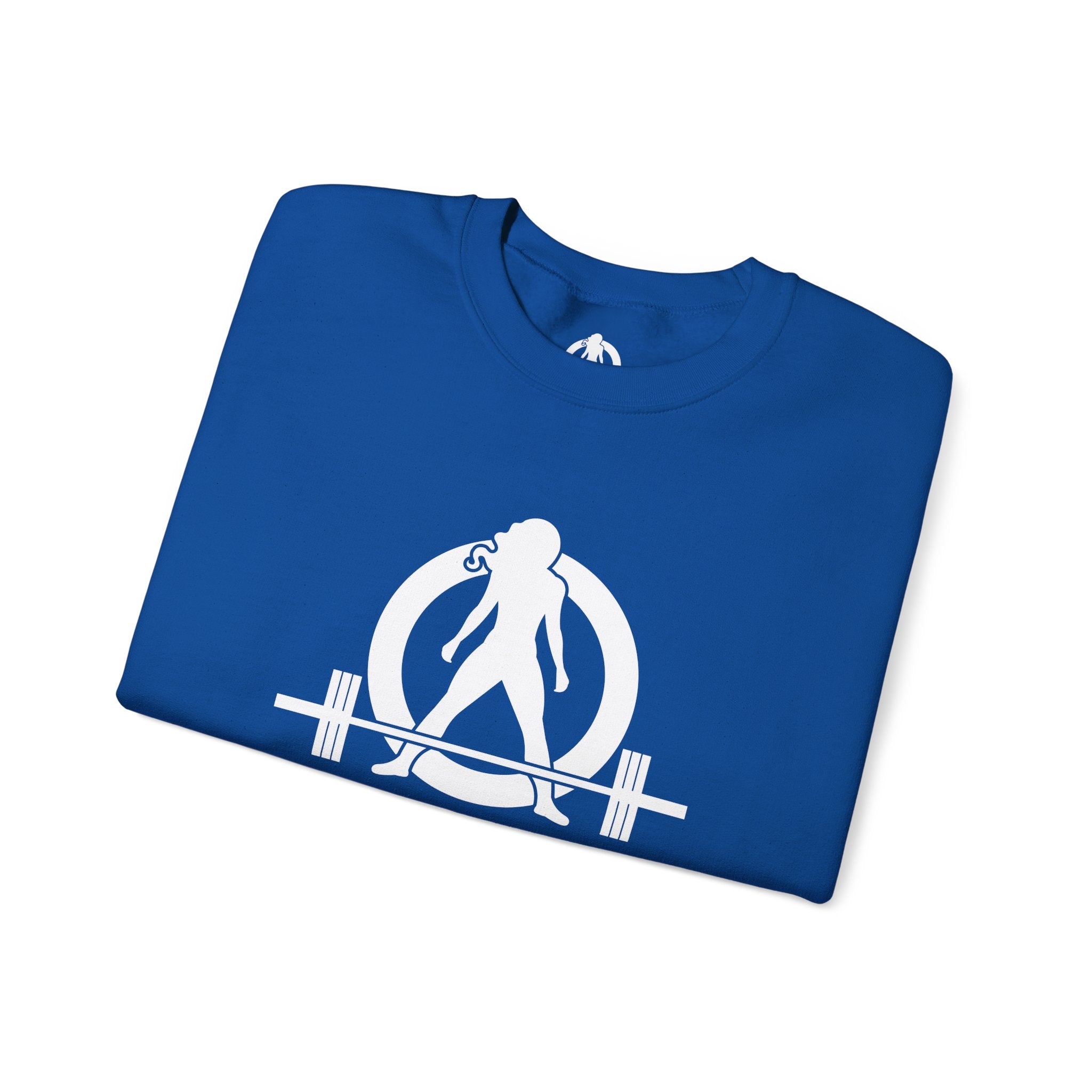 Lift Heavy Run Fast - Unisex Heavy Blend™ Crewneck Sweatshirt - White Logo Front & Back