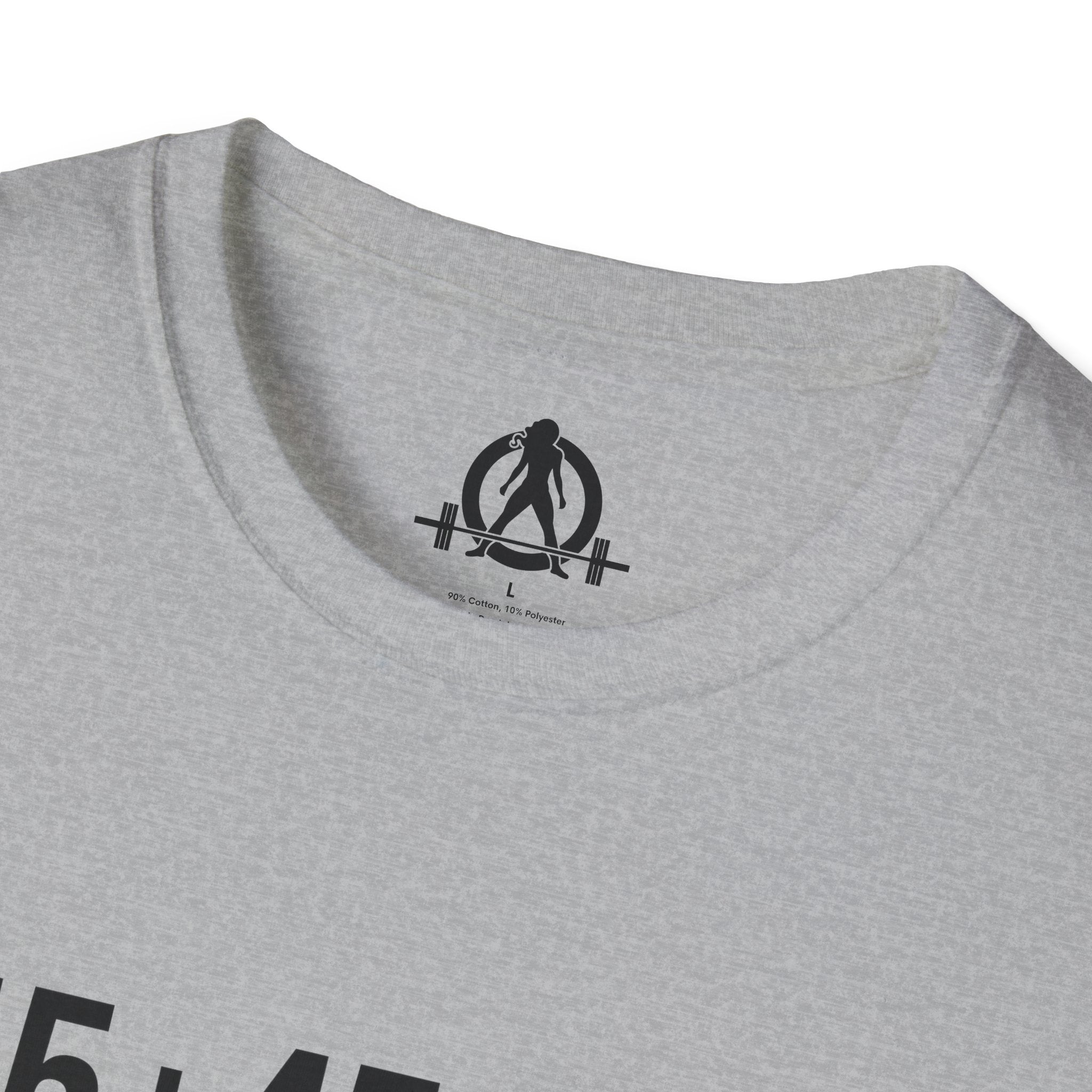 45 + 45 = 135 - Unisex Softstyle T-Shirt - Black Print on Front Plain Back