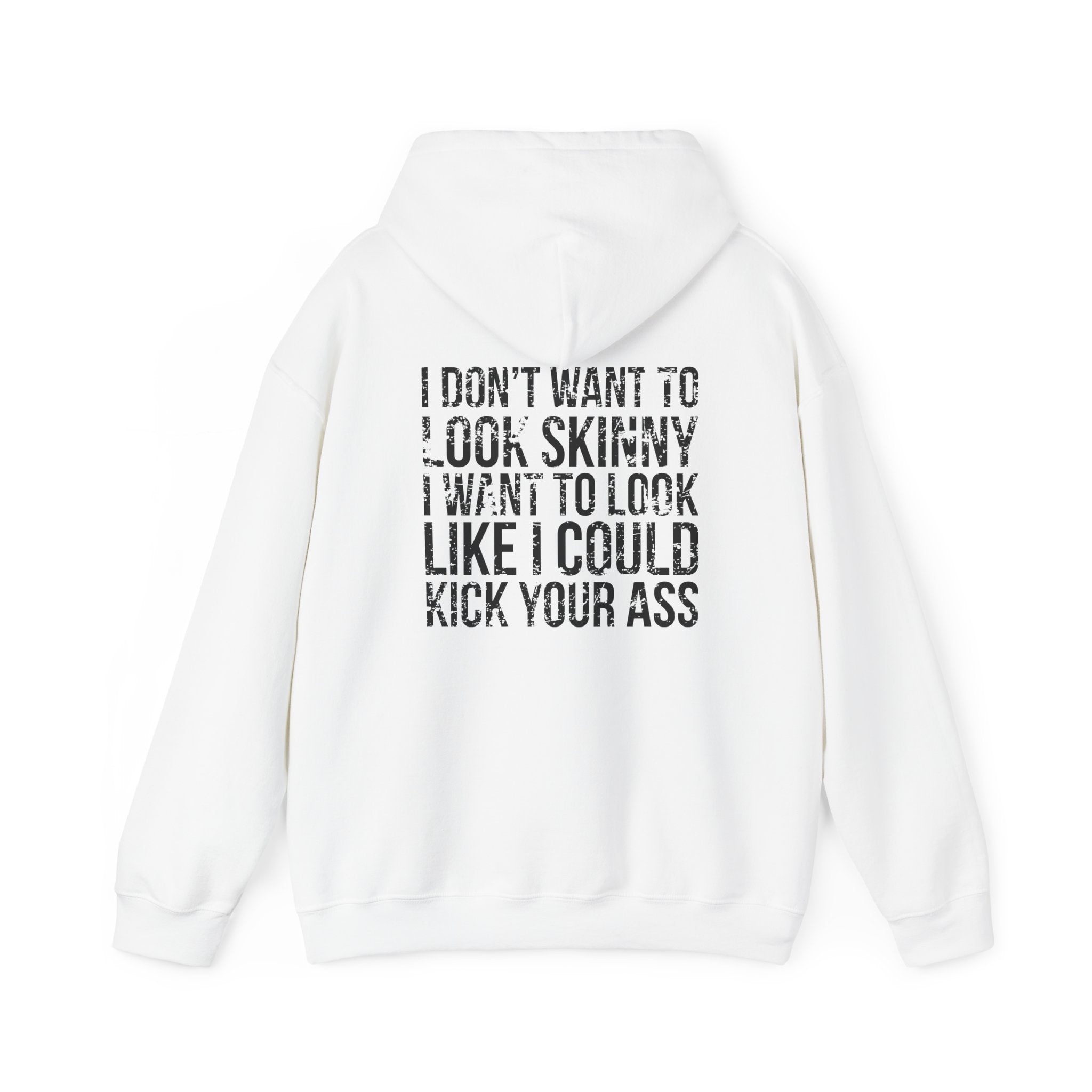Kick Your Ass - Unisex Heavy Blend Hooded Sweatshirt  - Distressed White Logo Front & Back