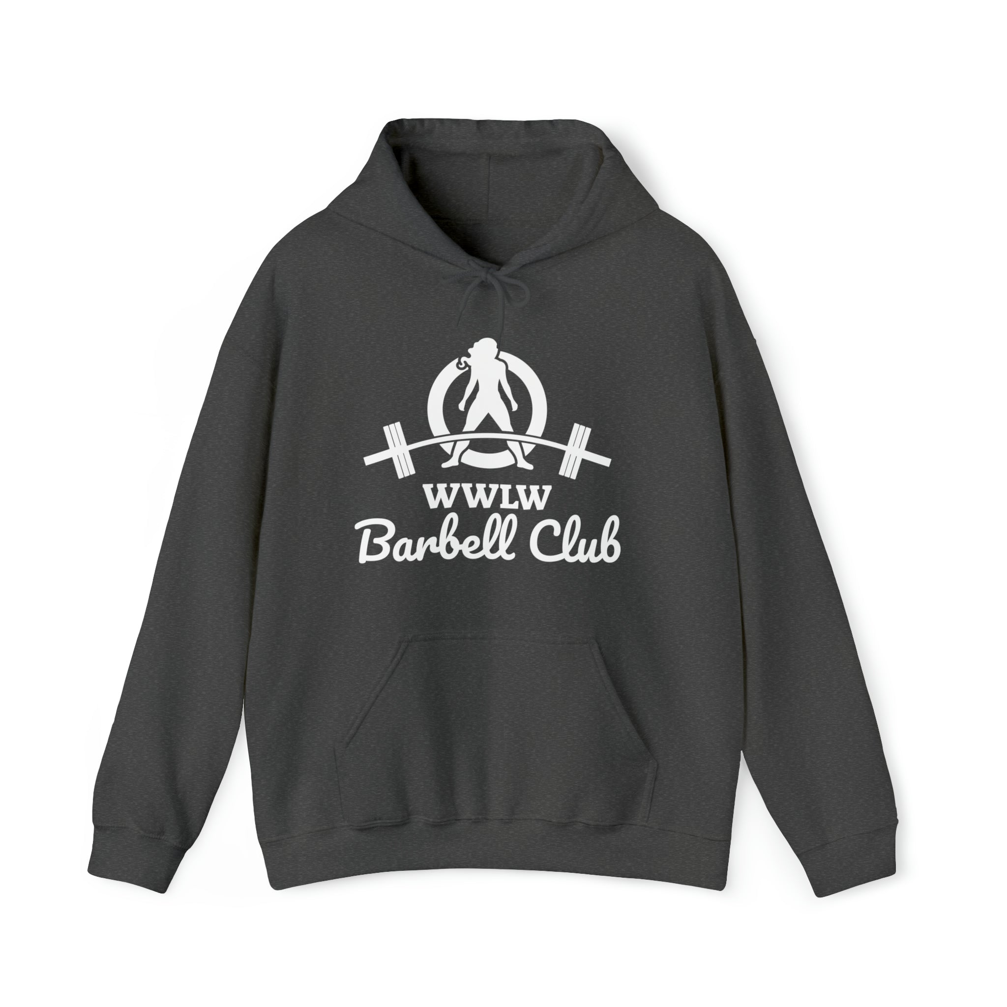 Barbell Club Classic Logo White - Unisex Heavy Blend Hooded Sweatshirt (BEST SELLER)