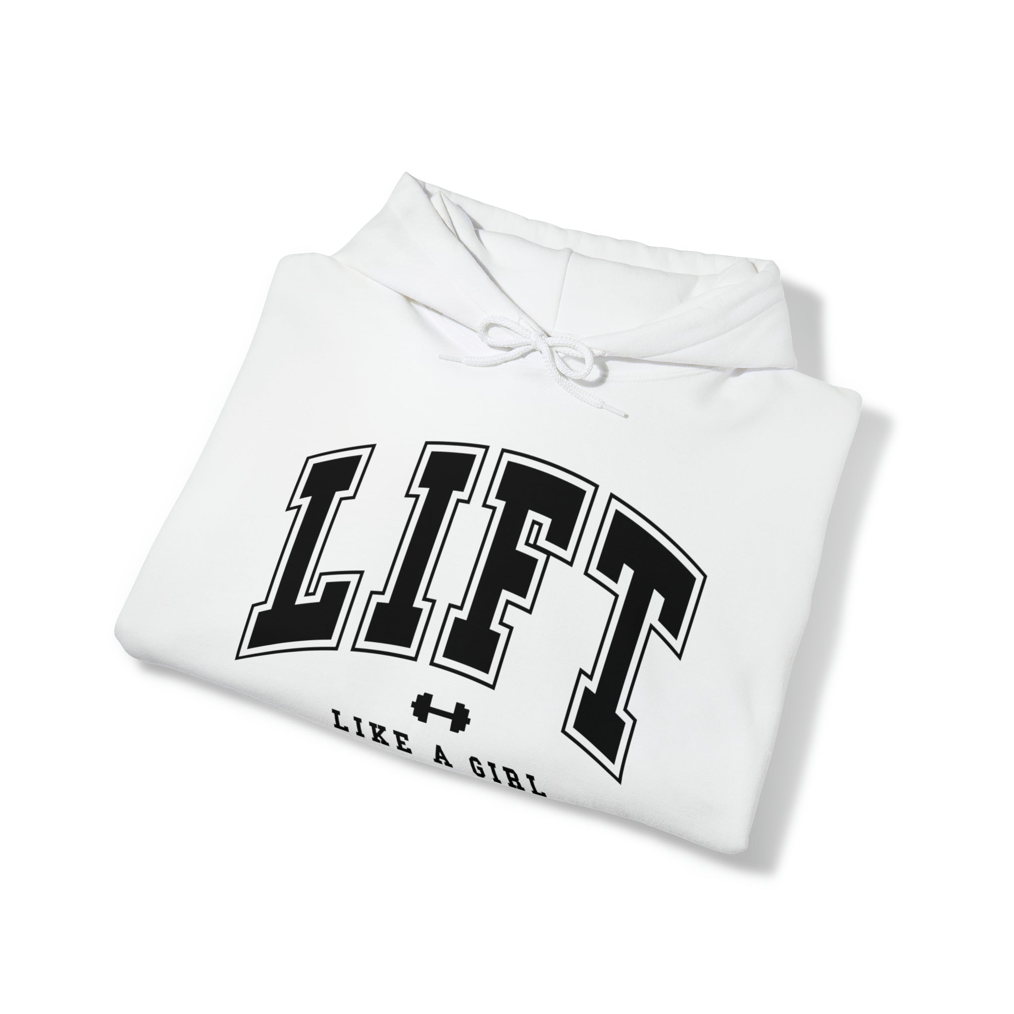 Lift Like.A Girl - Unisex Heavy Blend Hooded Sweatshirt - Black Logo on Front & Right Sleeve