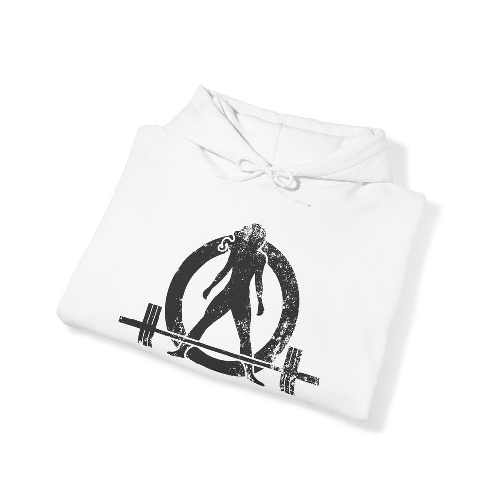 Kick Your Ass - Unisex Heavy Blend Hooded Sweatshirt  - Distressed White Logo Front & Back