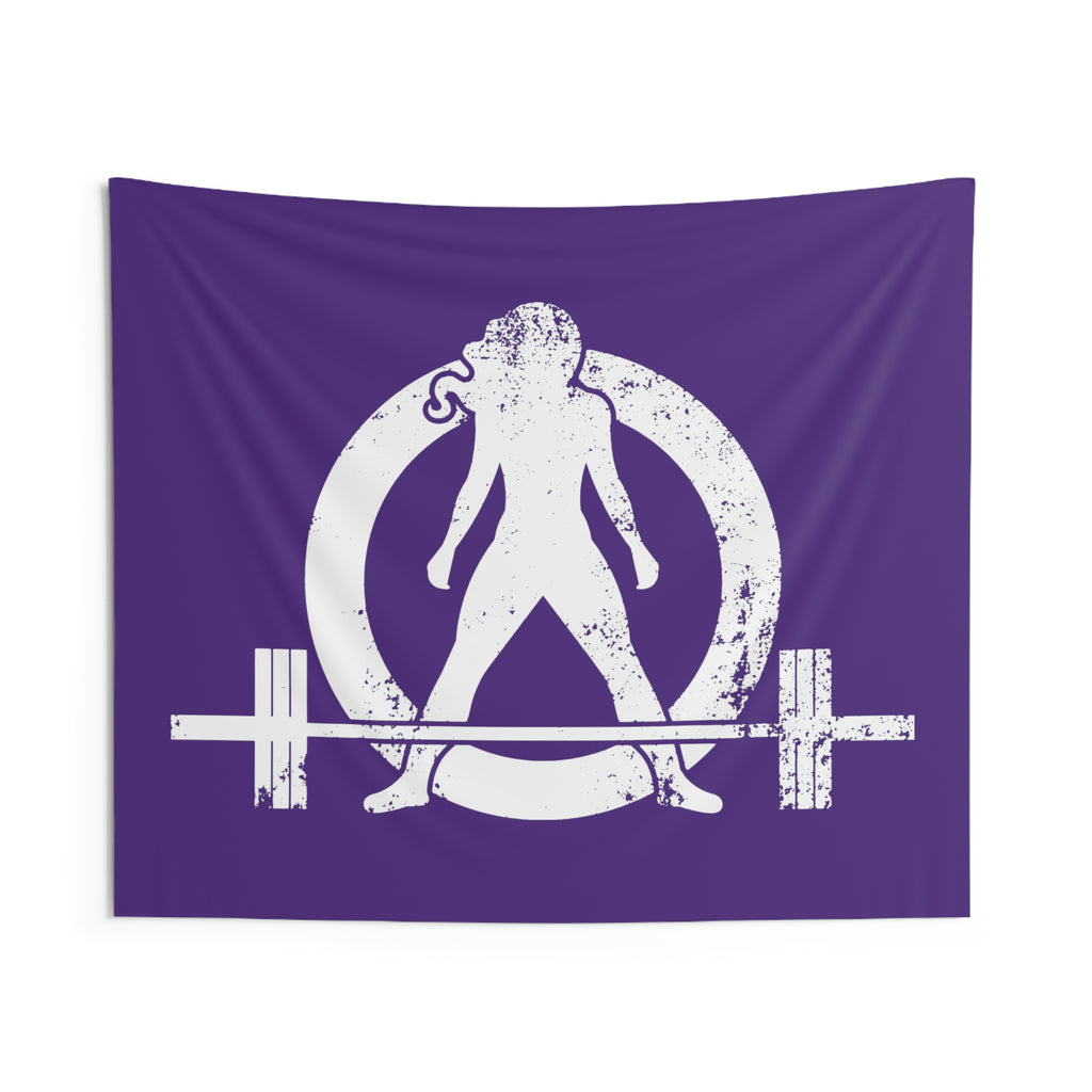 Indoor Wall Tapestries - Purple - White Distressed Logo
