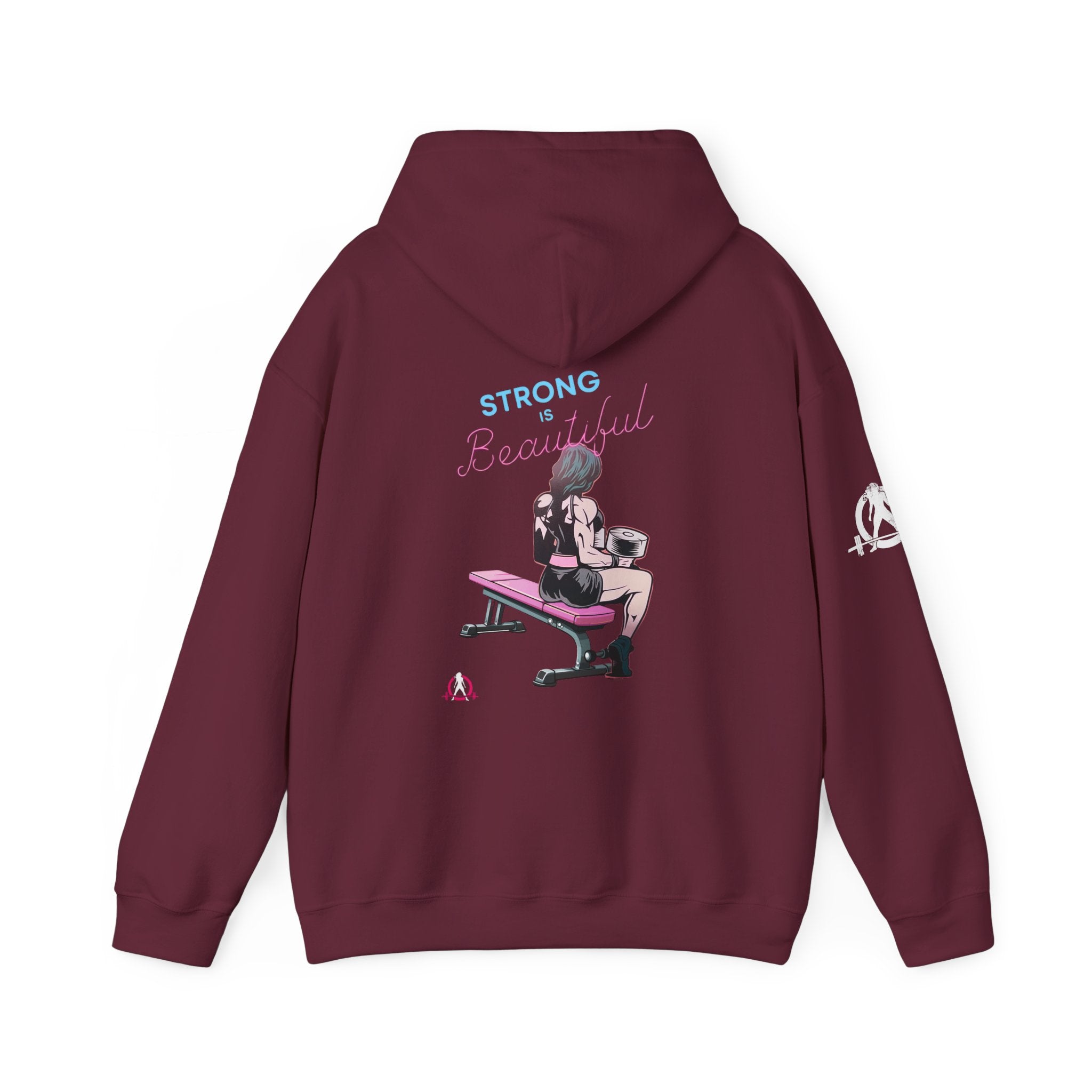 Strong Her Cartoon - Unisex Heavy Blend Hooded Sweatshirt - Logo on Back & Right Sleeve