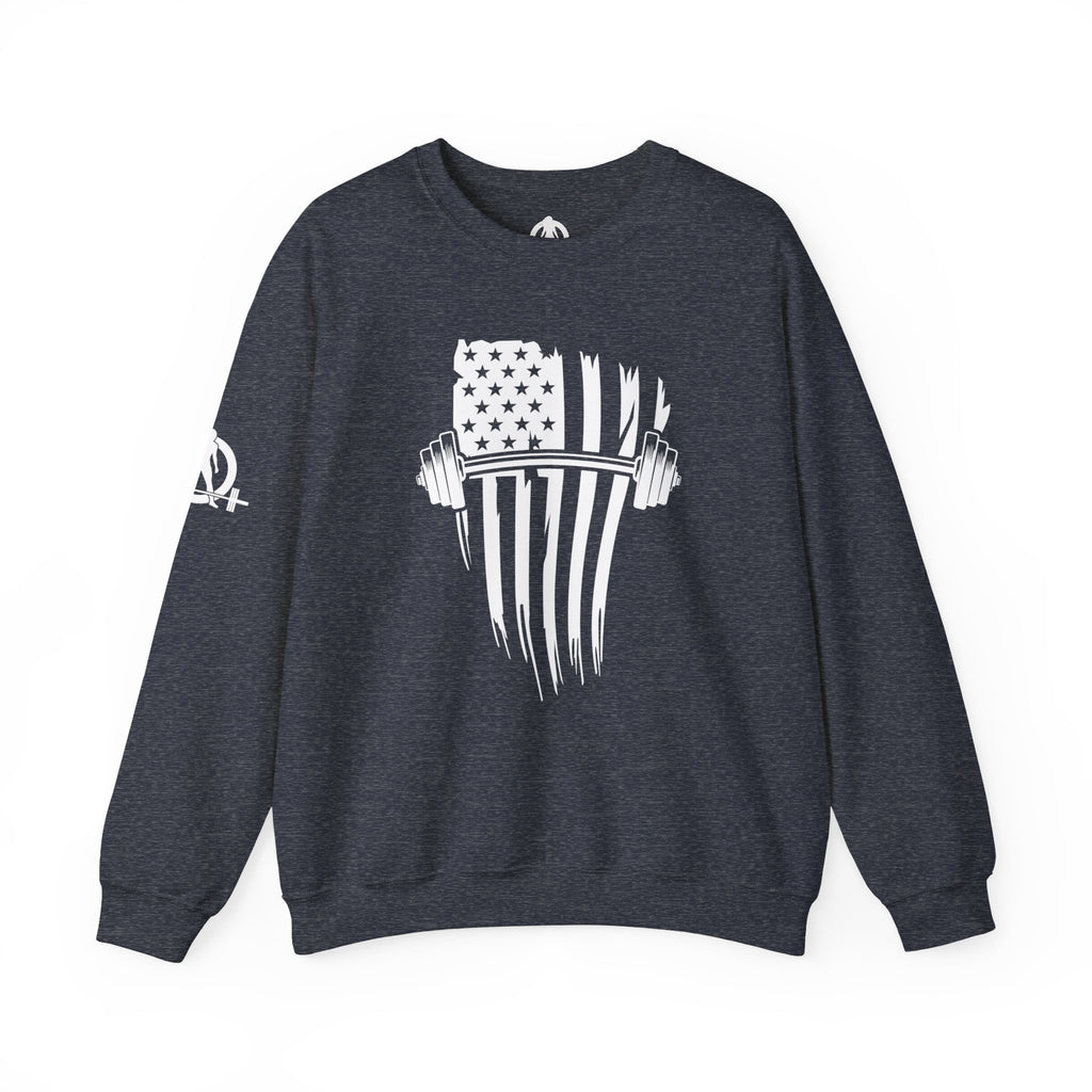 USA Barbell - Unisex Heavy Blend™ Crewneck Sweatshirt - White Logo