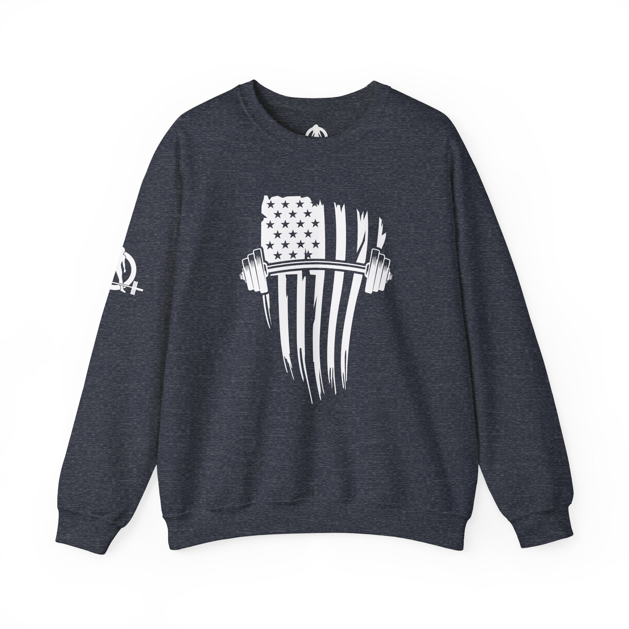 USA Barbell - Unisex Heavy Blend™ Crewneck Sweatshirt - White Logo