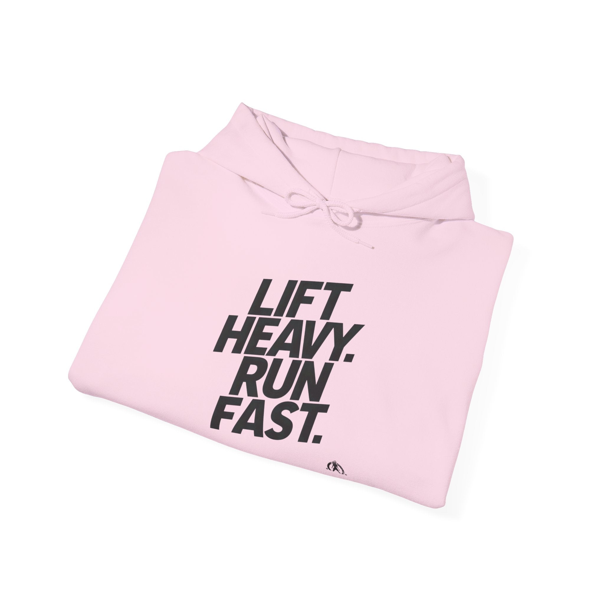 Lift Heavy Run Fast – Unisex Heavy Blend™ Hooded Sweatshirt (Front Black Logo) 🏋️‍♂️🏃‍♀️🖤