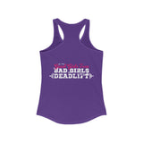 Good Girls Tone, Bad Girls Deadlift - Women's Ideal Racerback Tank - Distressed White Logo