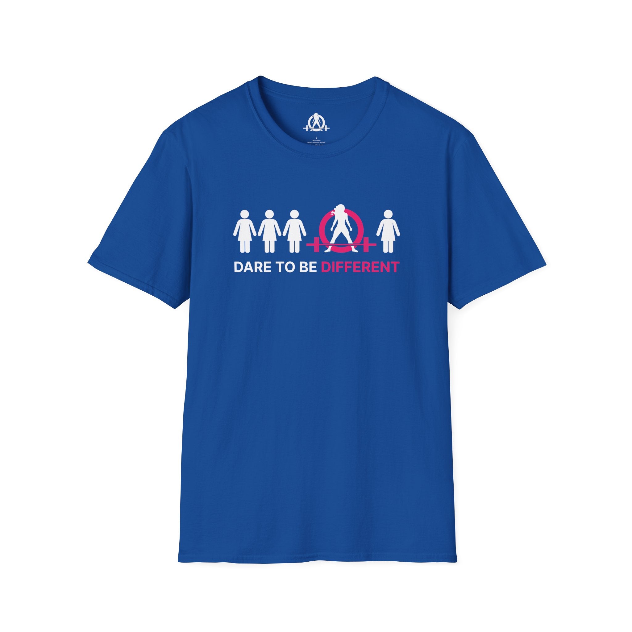Dare To Be Different - Deadlift - Unisex Softstyle T-Shirt - White Logo Front