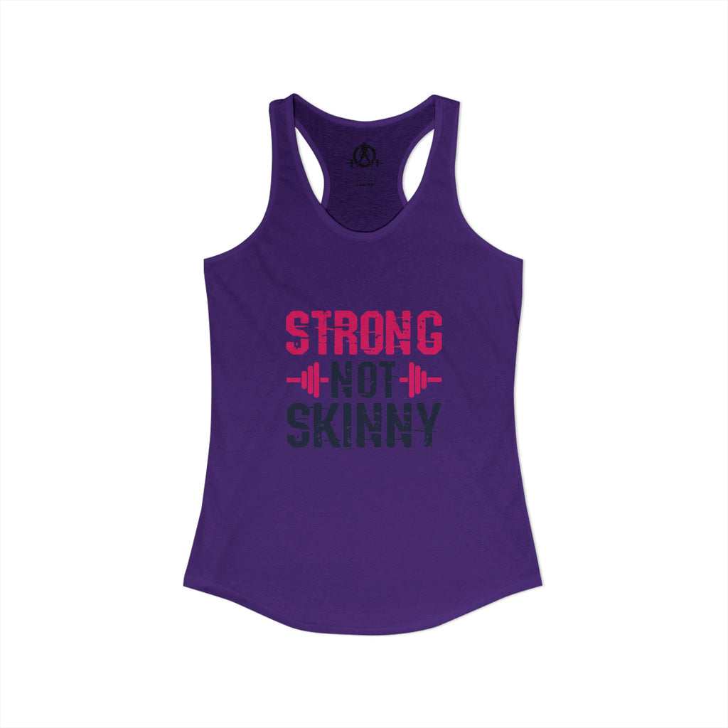 Strong Not Skinny - Color Distressed Logo - Women's Ideal Racerback Tank - Front & Back Print