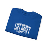 Lift Heavy Shit - Unisex Heavy Blend™ Crewneck Sweatshirt - White Logo on Front