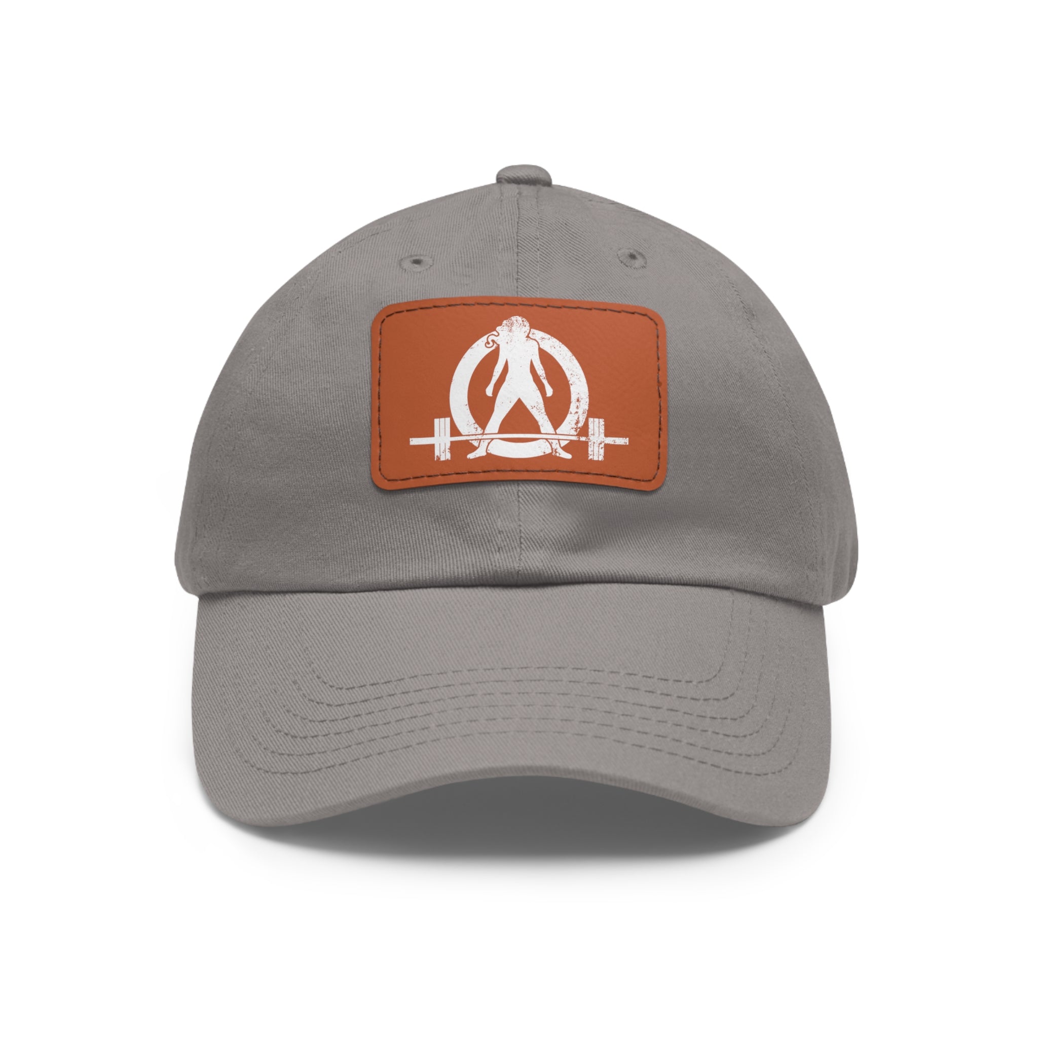Distressed - Dad Hat with Leather Patch (Rectangle) - White Font