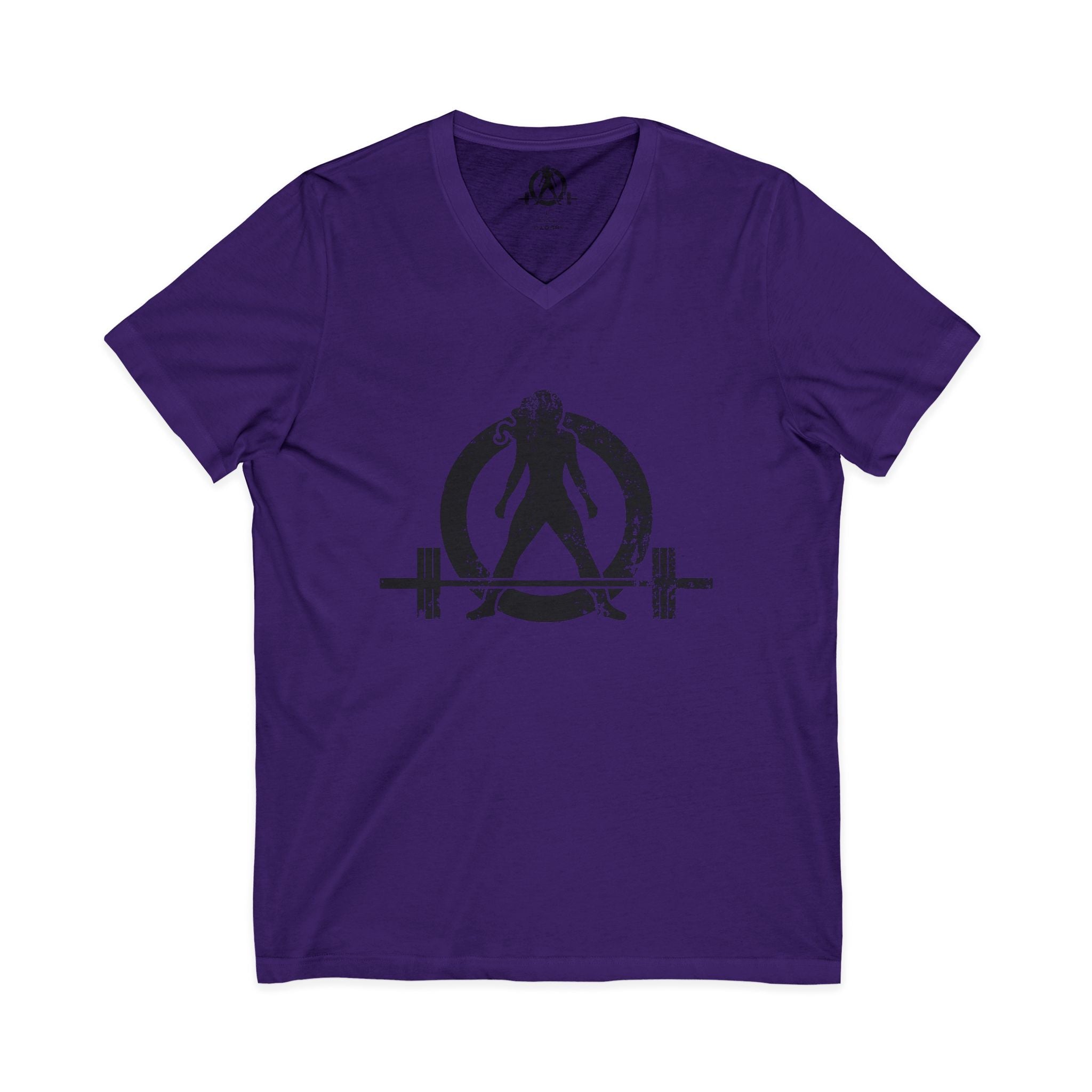 Strong Is Beautiful - Distressed Black Logo - Unisex Jersey Short Sleeve V-Neck Tee