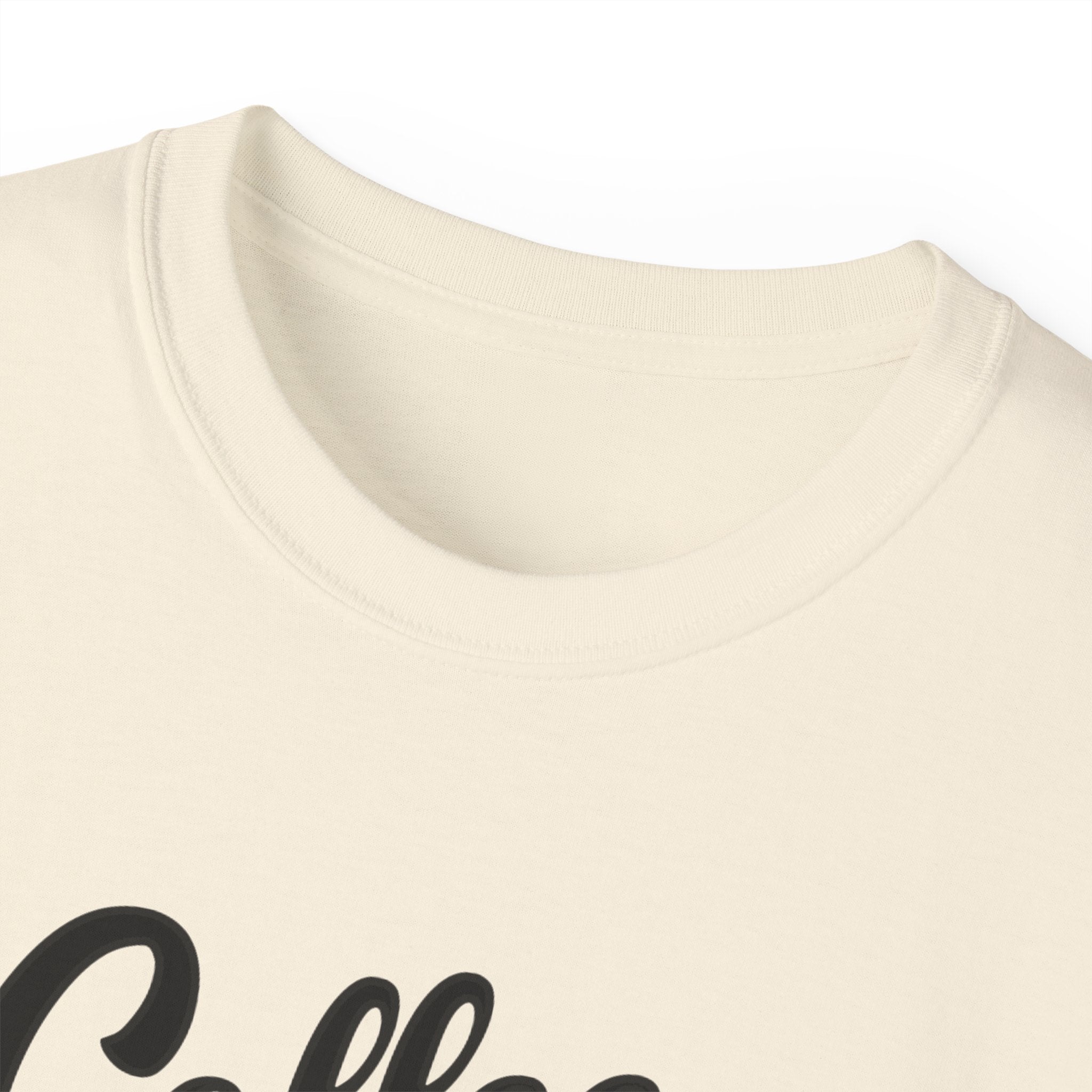 Coffee & Barbells - Unisex Ultra Cotton Tee - Front Black Logo - Plain Back