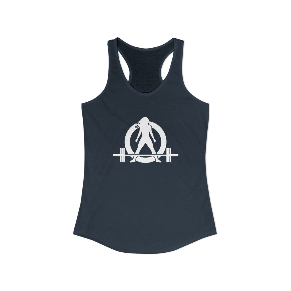 25 + 25 = 70 Women's Ideal Racerback Tank - White Print Front & Back