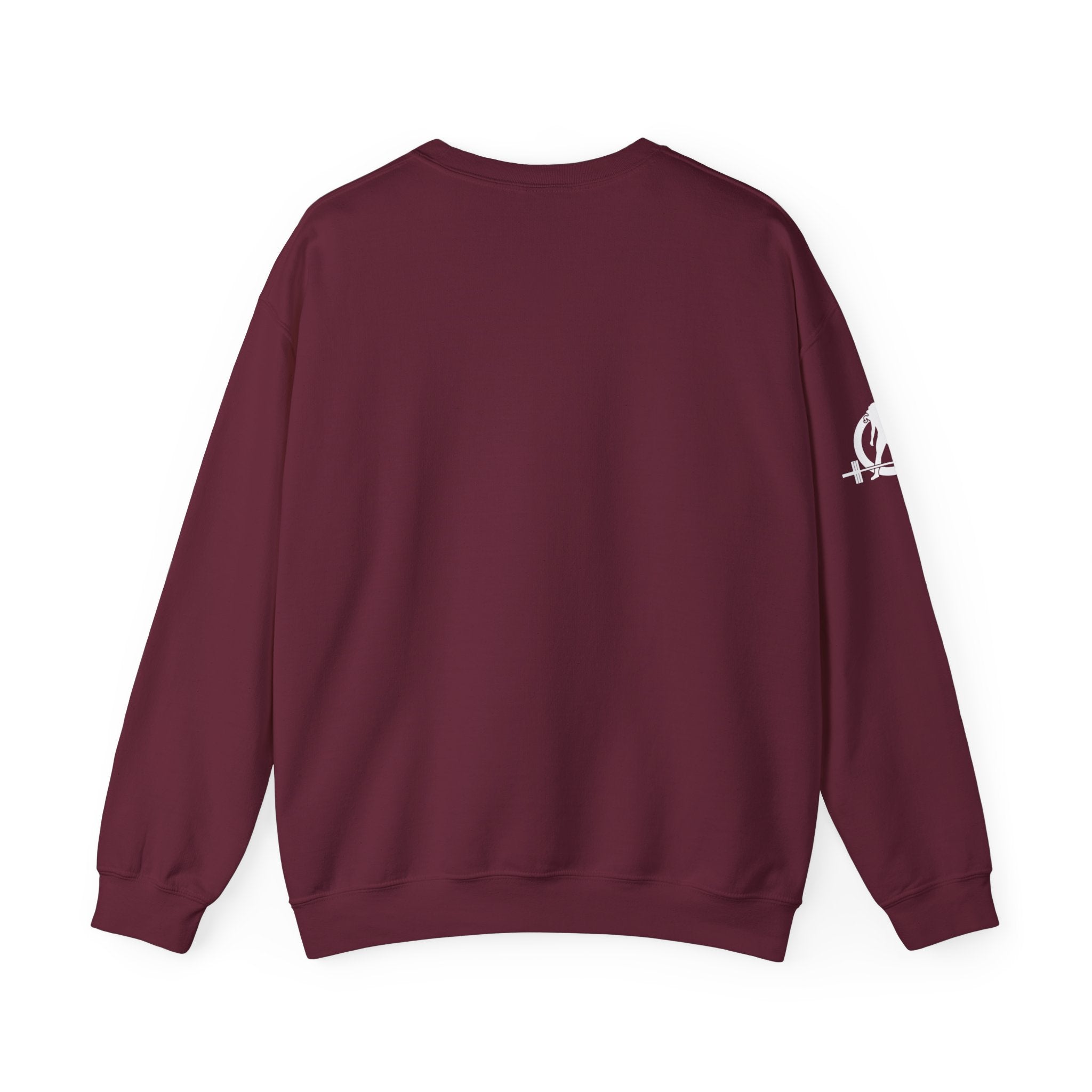 She is STRONG - Unisex Heavy Blend™ Crewneck Sweatshirt - Front White Logo - Plain Back