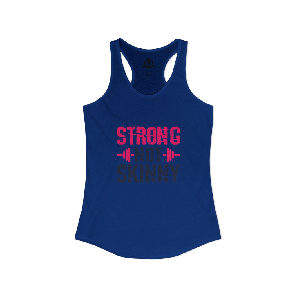 Strong Not Skinny - Color Distressed Logo - Women's Ideal Racerback Tank - Front & Back Print