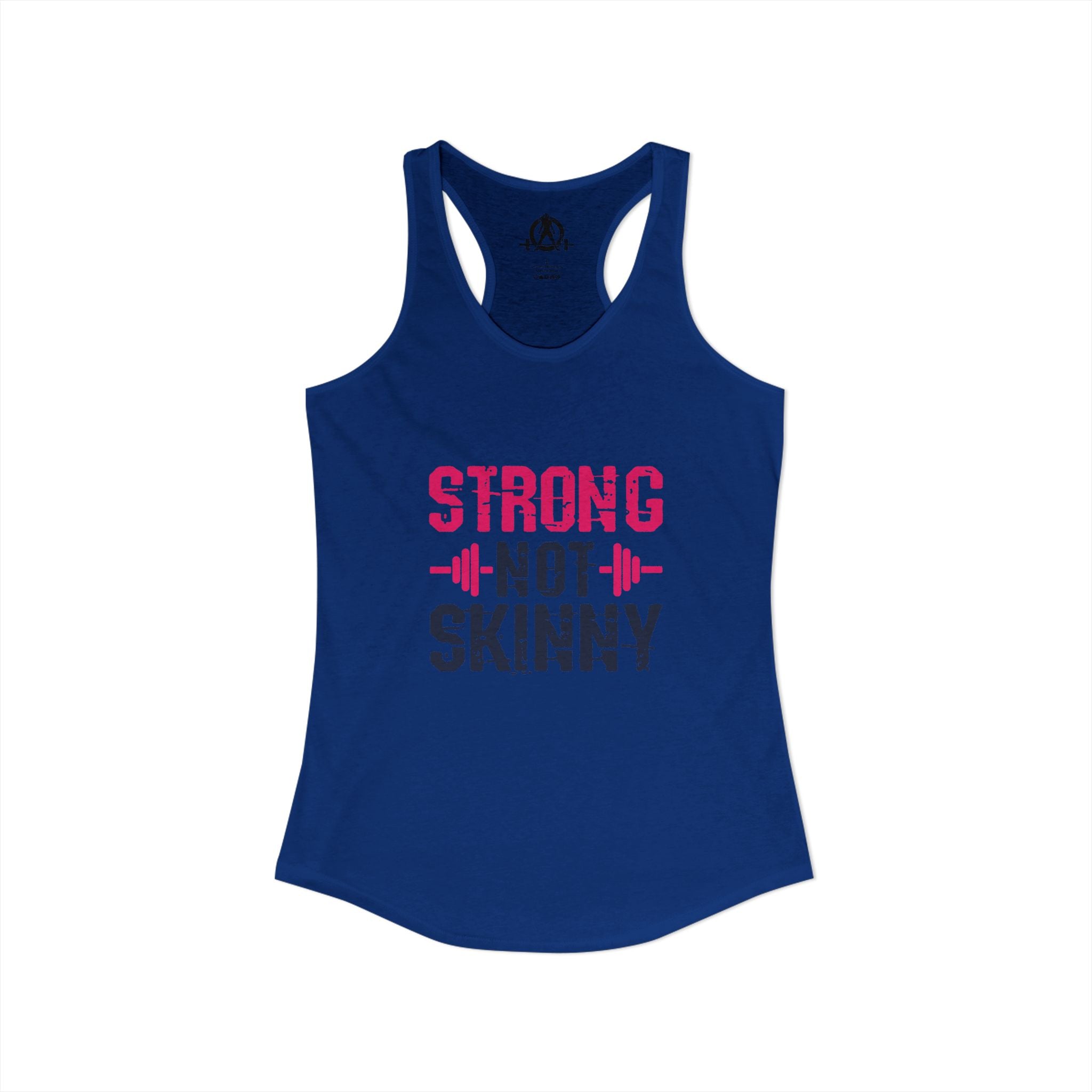 Strong Not Skinny - Color Distressed Logo - Women's Ideal Racerback Tank - Front & Back Print