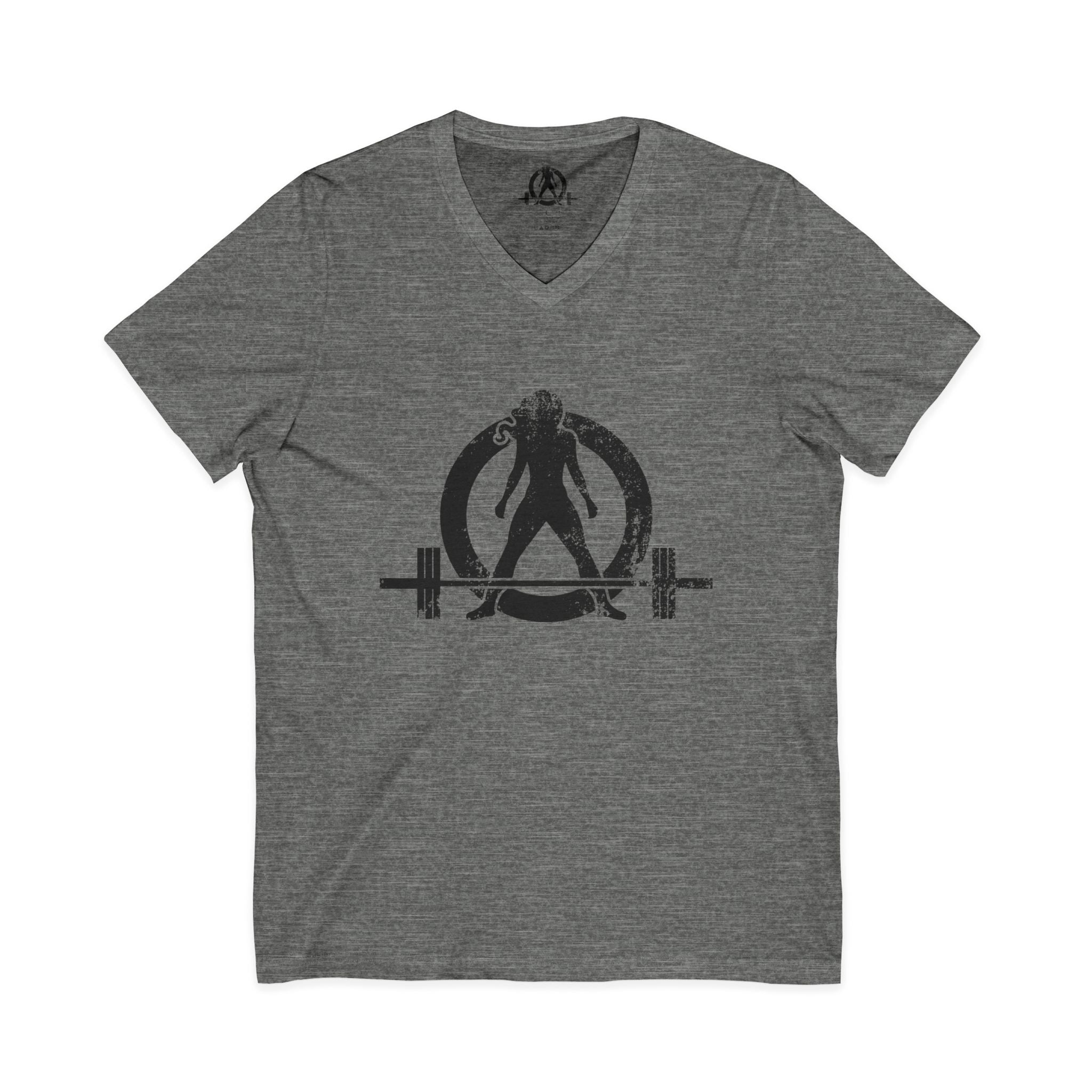 Strong Is Beautiful - Distressed Black Logo - Unisex Jersey Short Sleeve V-Neck Tee