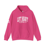 Lift Heavy Shit - Unisex Heavy Blend Hooded Sweatshirt - White Logo on Front & Right Sleeve