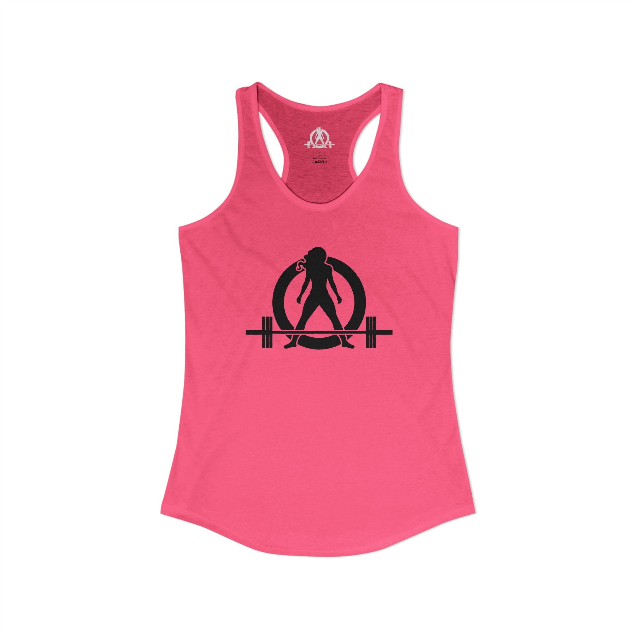 Lift Heavy - Run Fast - Racer Back Tank Top - Women's Ideal Racerback Tank (Black Front & Back Logo)