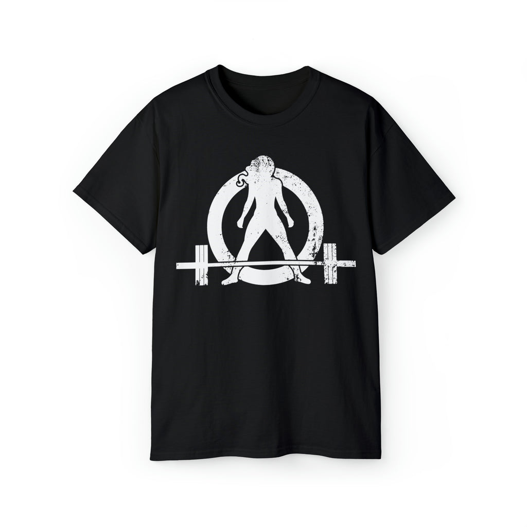 Unisex Ultra Cotton Tee - Distressed White Logo - Plain Back